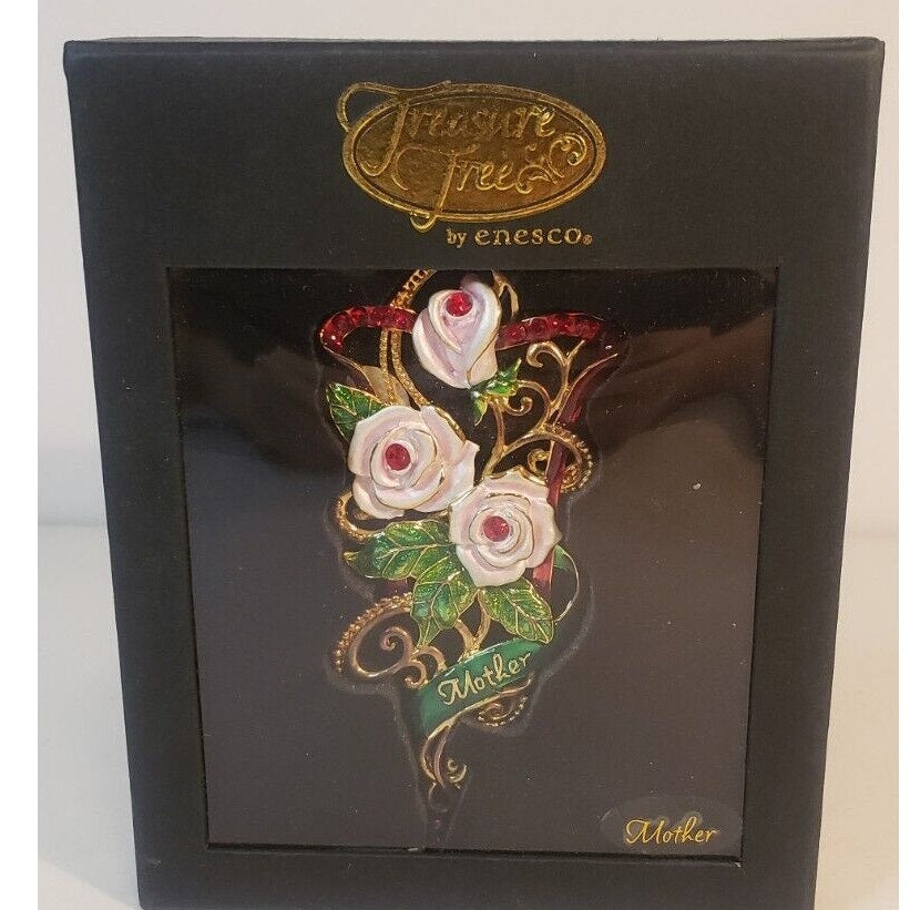 Enesco Treasure Tree Mother Ornament Rose Floral Enameled Boxed Gift
