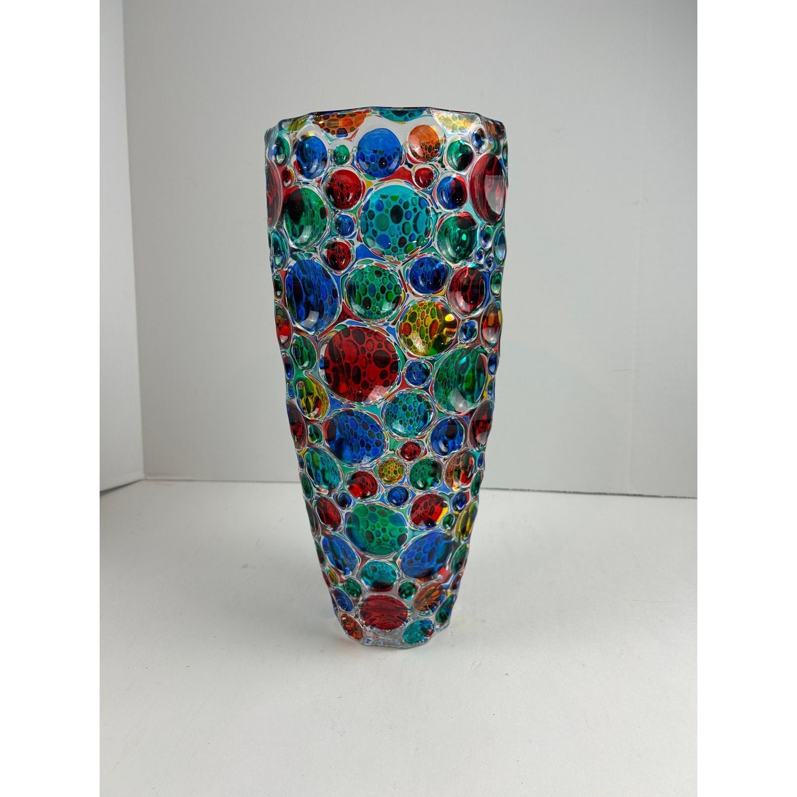 Zecchin Murano Italy Art Glass Vase 13.75" Signed Millefiori Bubble Design