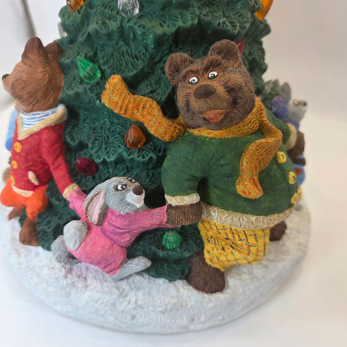 Handmade Ceramic Woodland Animal Christmas Tree Lighted Decor Rosemary 1990