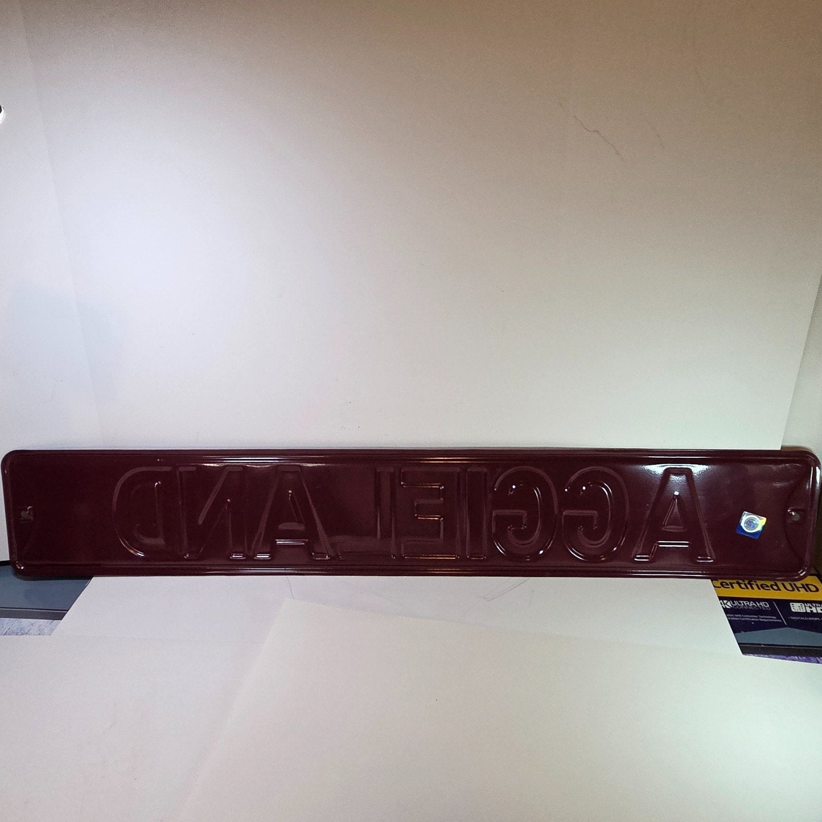 Texas A&M AGGIELAND Embossed Metal Street Sign Maroon White 36" x 6" – NCAA