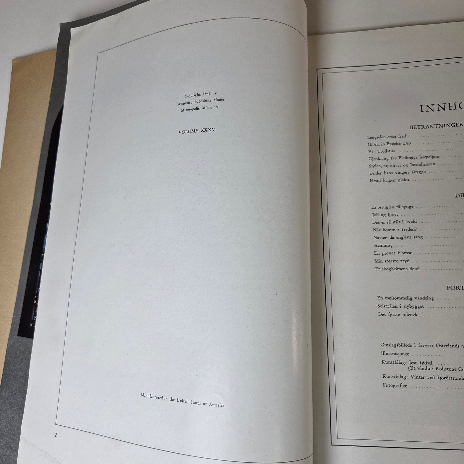 Christmas Annual Augsburg Jul i Vesterheimen Vol XXXV 1945 Illustrated Book