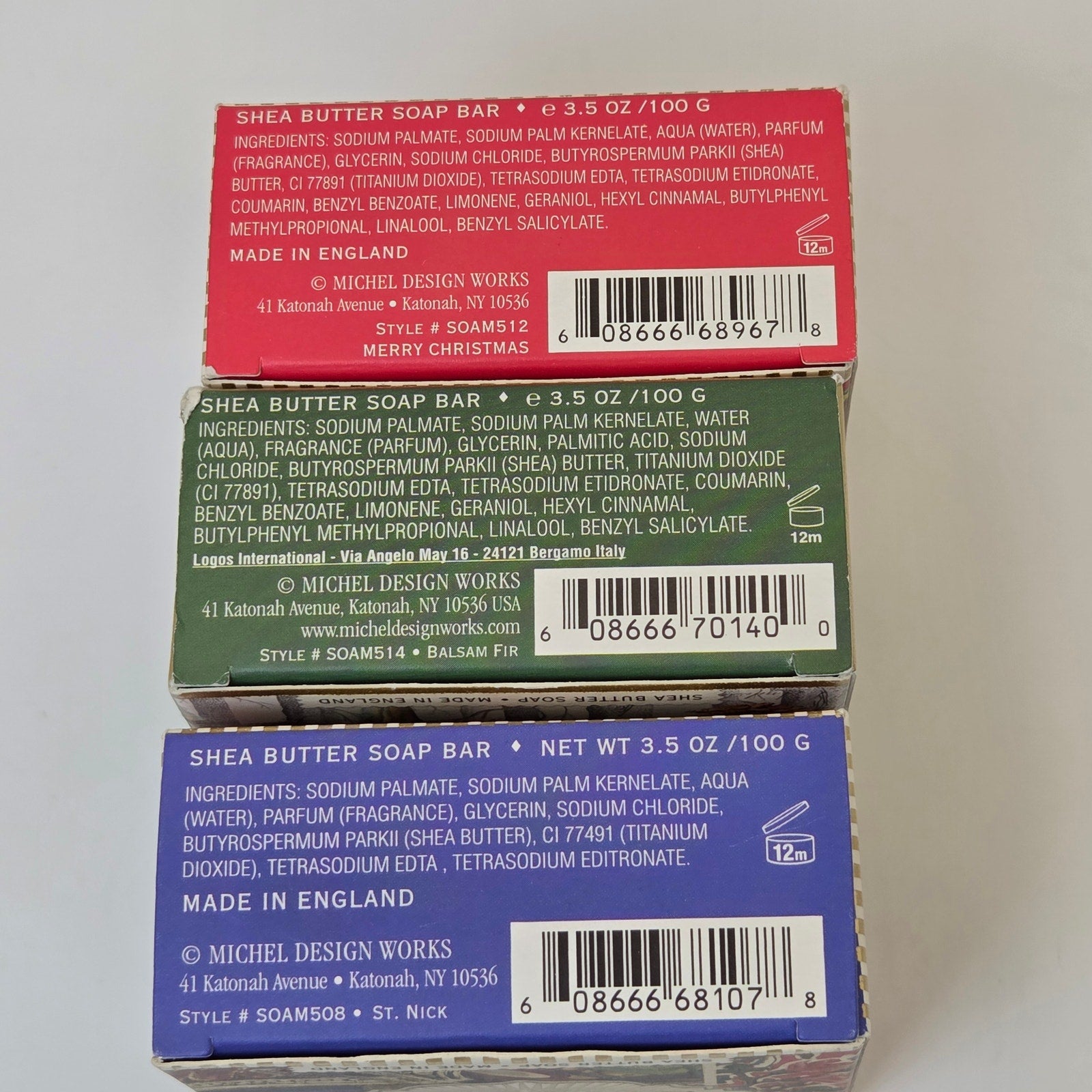 Michel Design Works Christmas Soap Set 3 Shea Butter Bars Balsam St Nick