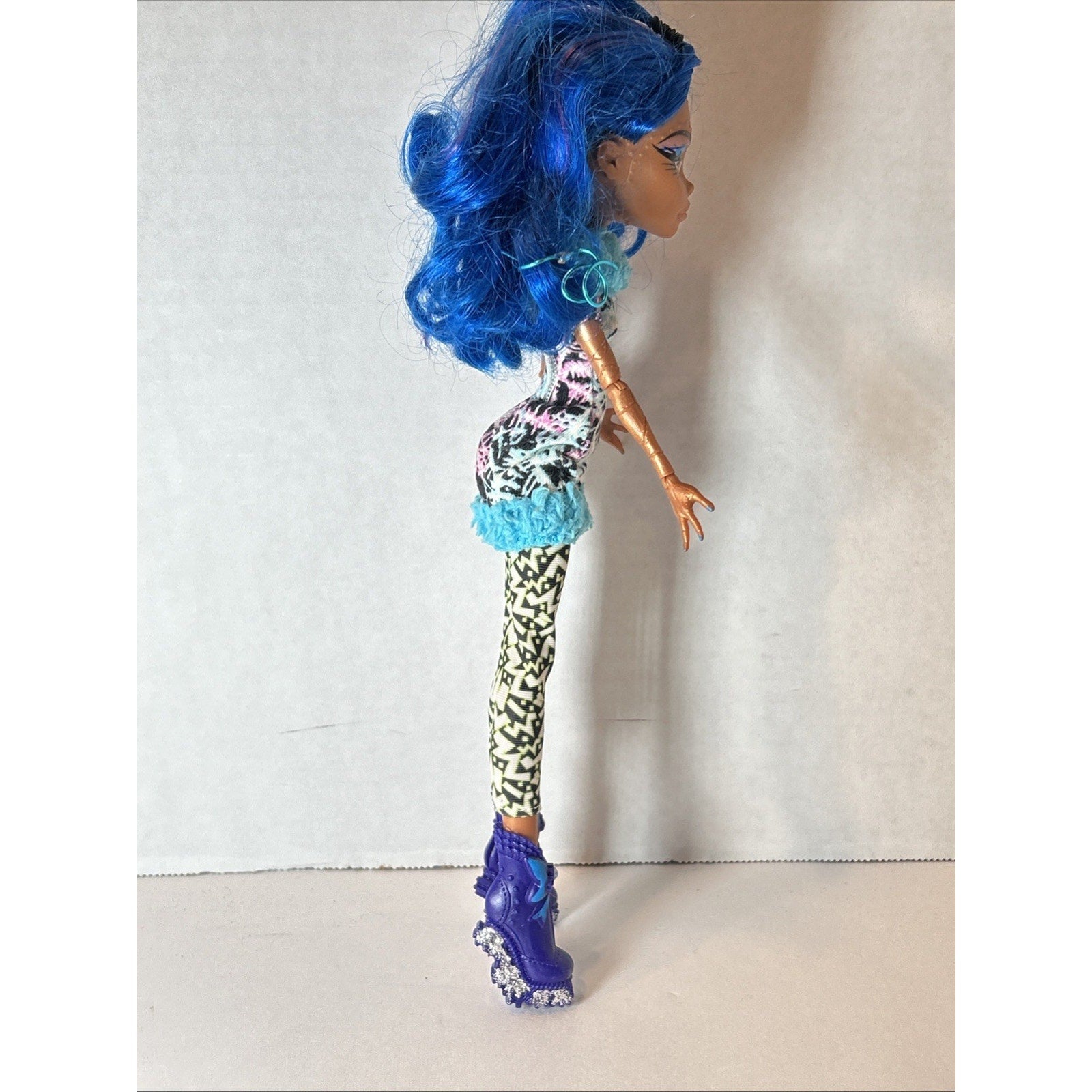 OOAK Custom Repaint Monster High Doll Blue Hair Art Doll Unique One of a Kind