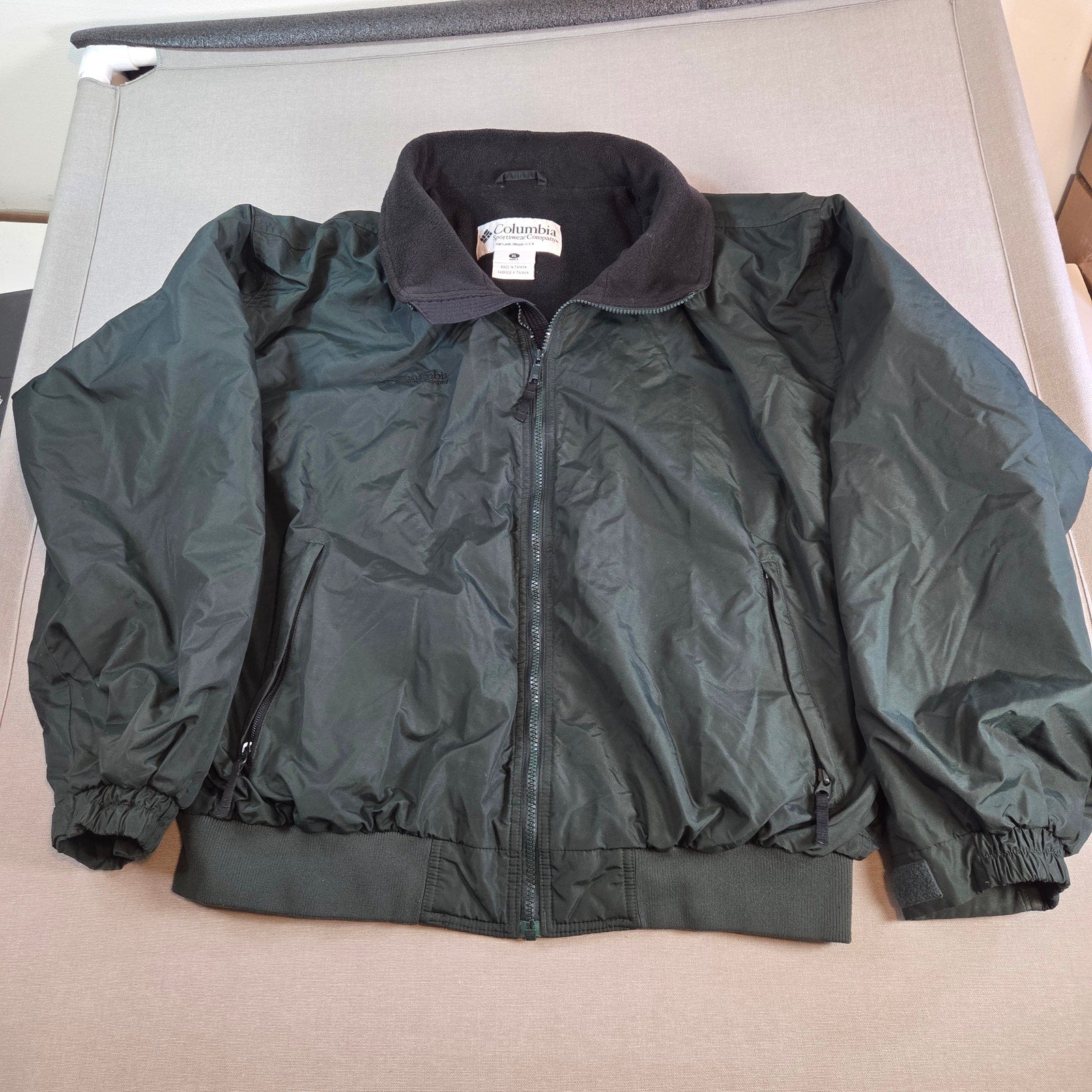 Columbia Sportswear Green Fleece Lined Bomber Jacket Men’s XL Made in Taiwan