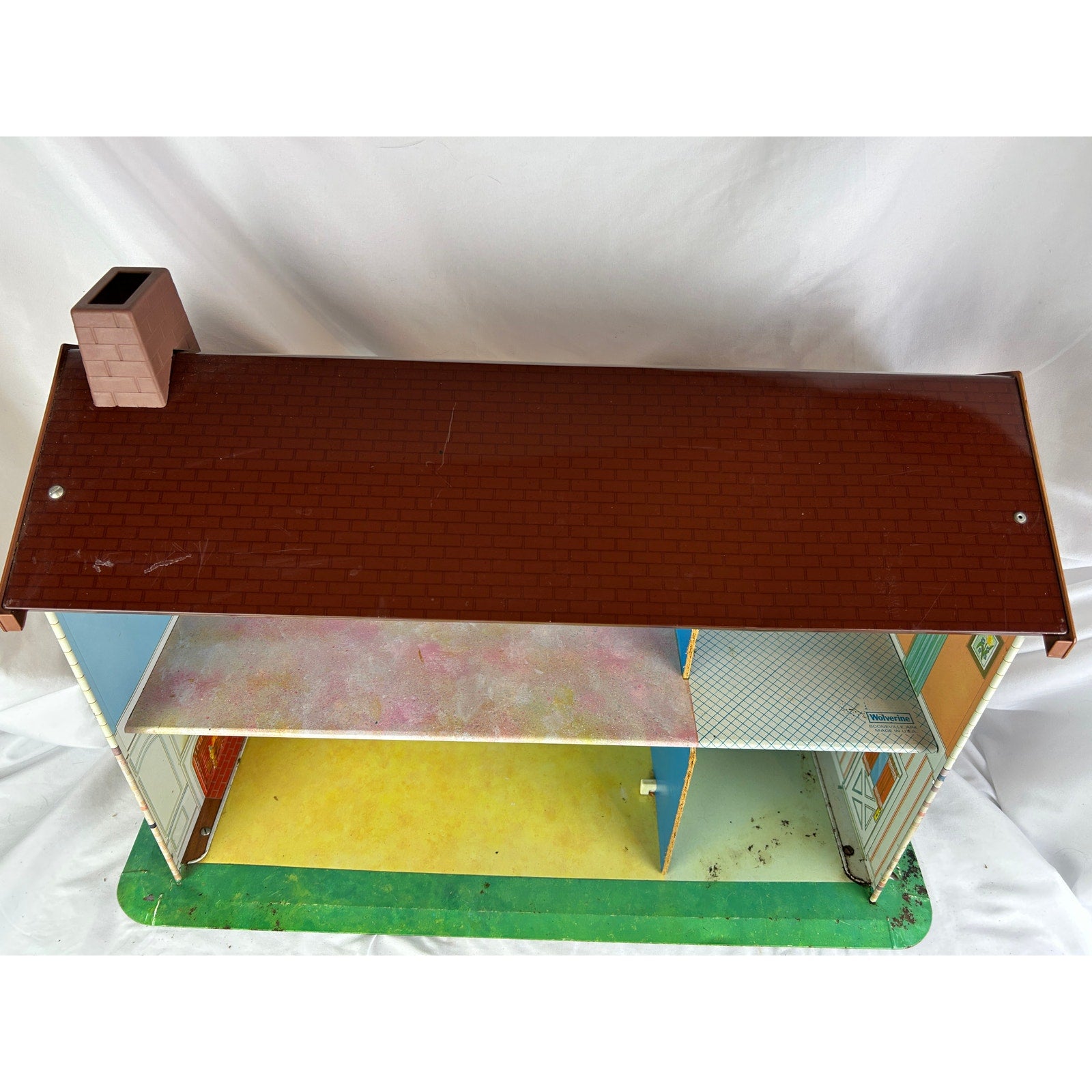 Vintage 1950s Marx Wolverine Tin Litho Dollhouse Two Story USA