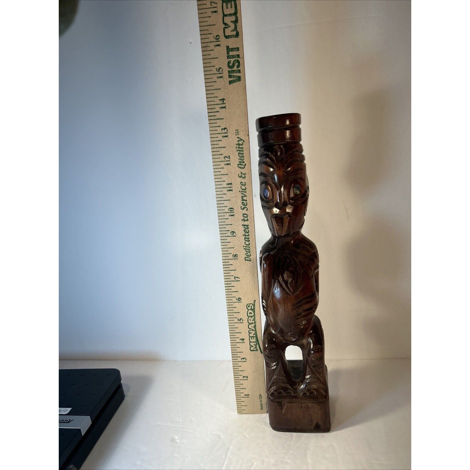 Vintage Māori Tiki Carving | 13.5-in Hand-Carved NZ Wood Statue Polynesian Art
