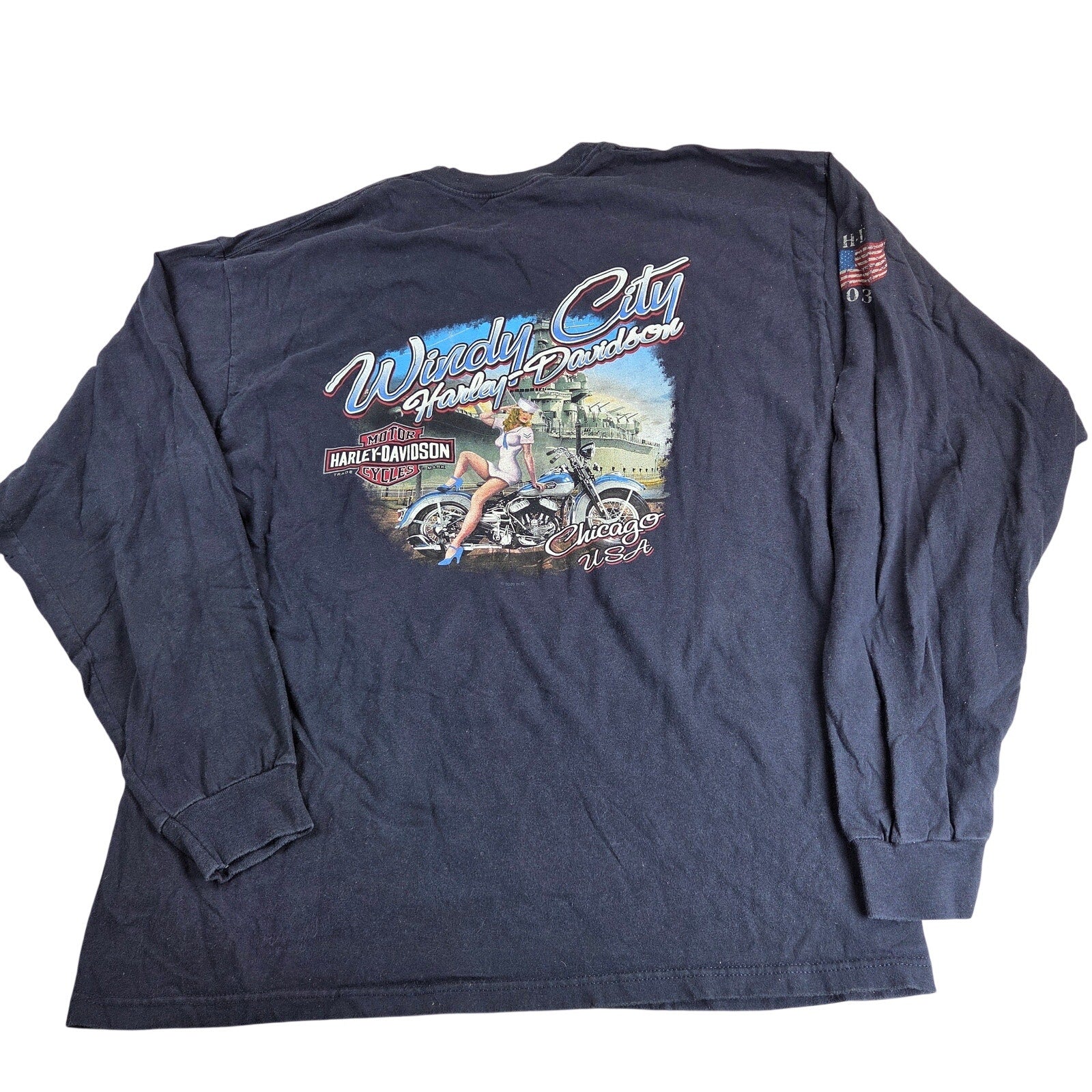 Harley-Davidson 2009 Windy City Chicago Pinup Long Sleeve T-Shirt 2XL USA