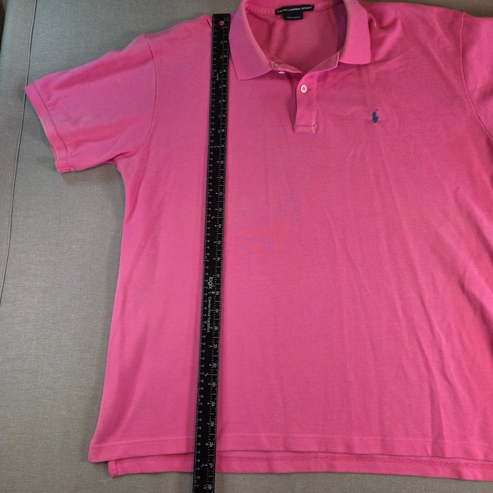 Ralph Lauren Sport Polo Shirt XL Pink Cotton Short Sleeve Made in Macau