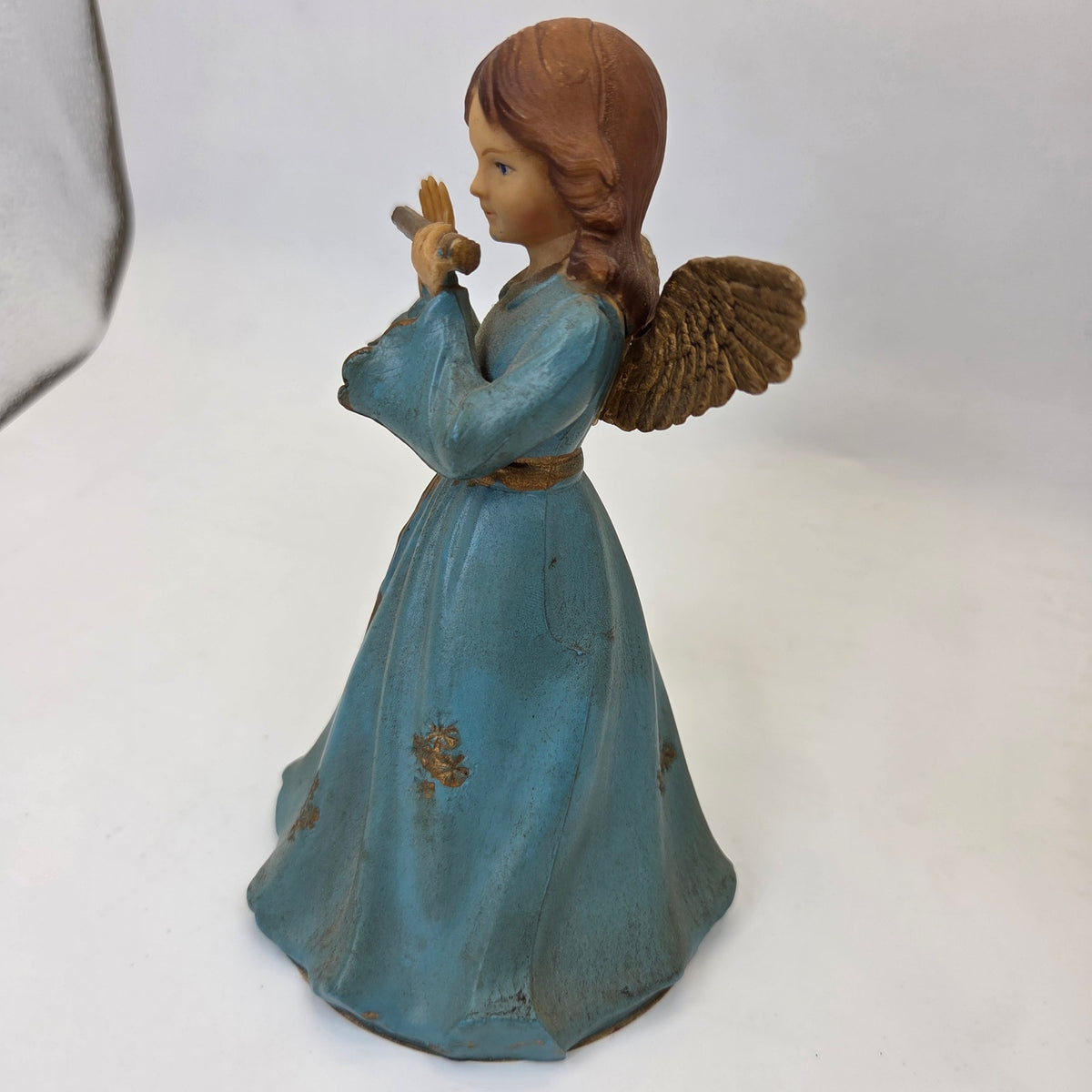Vintage Art Plastics Angel Tree Topper Flute Figure #949 British Hong Kong