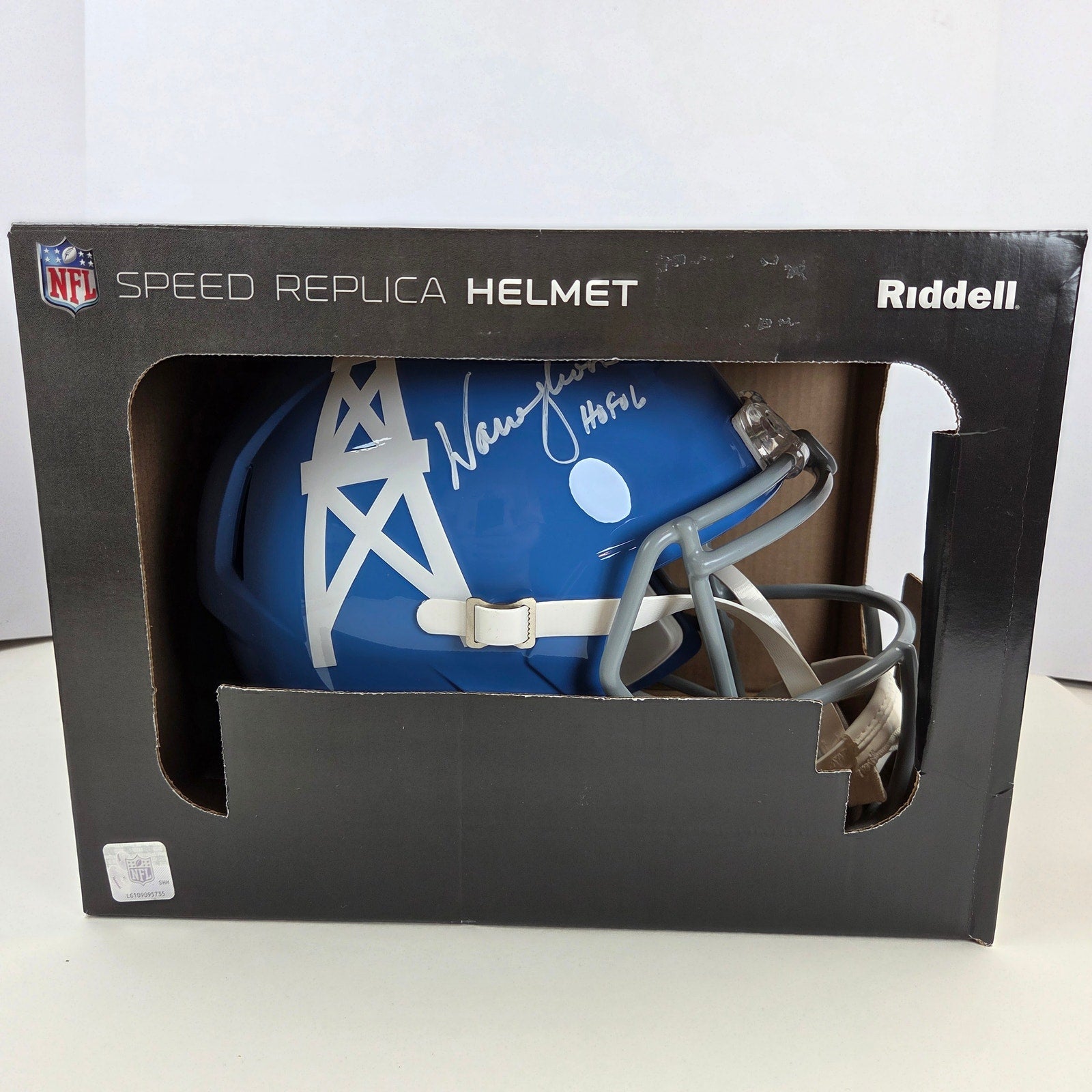 Warren Moon HOF 06 Signed Houston Oilers Riddell Speed Helmet BAS Witness FS