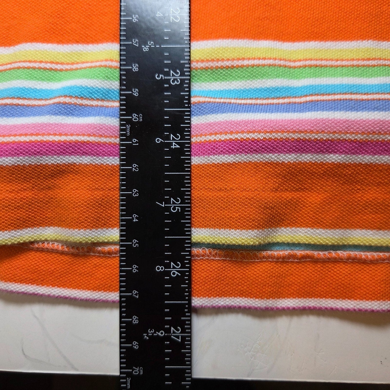Polo Ralph Lauren XL Custom Fit Stripe Polo Shirt Orange Multicolor Short Sleeve
