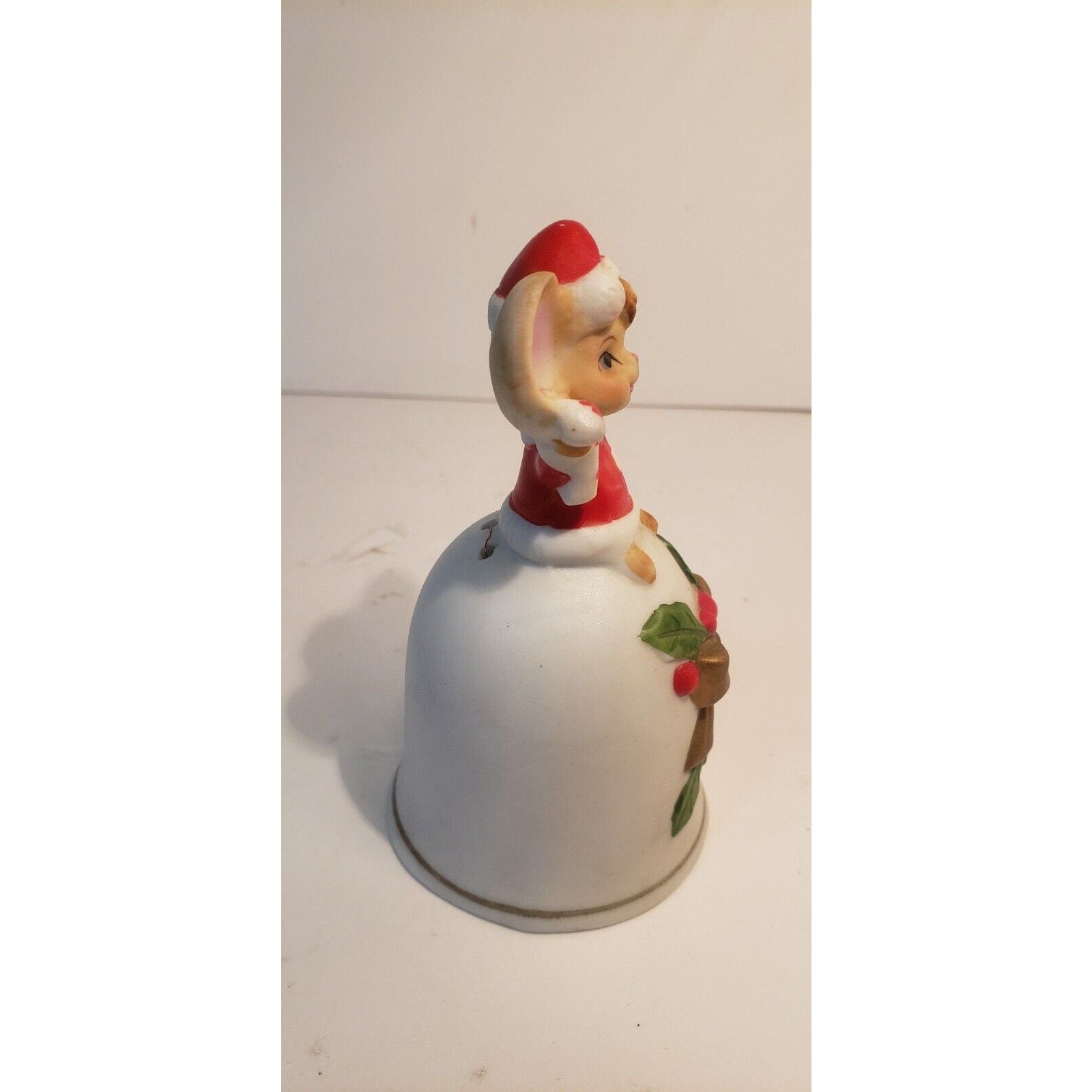 Vintage Christmas Ceramic Bell - mouse holding candy cane