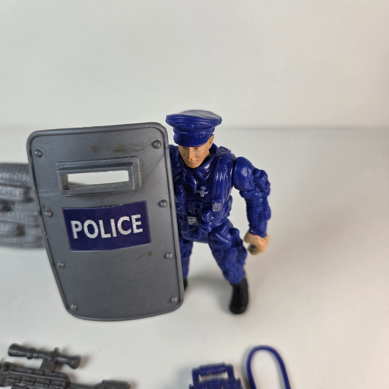 Chap Mei Police SWAT Action Figure w Weapons Gear Mixed Accessory Lot
