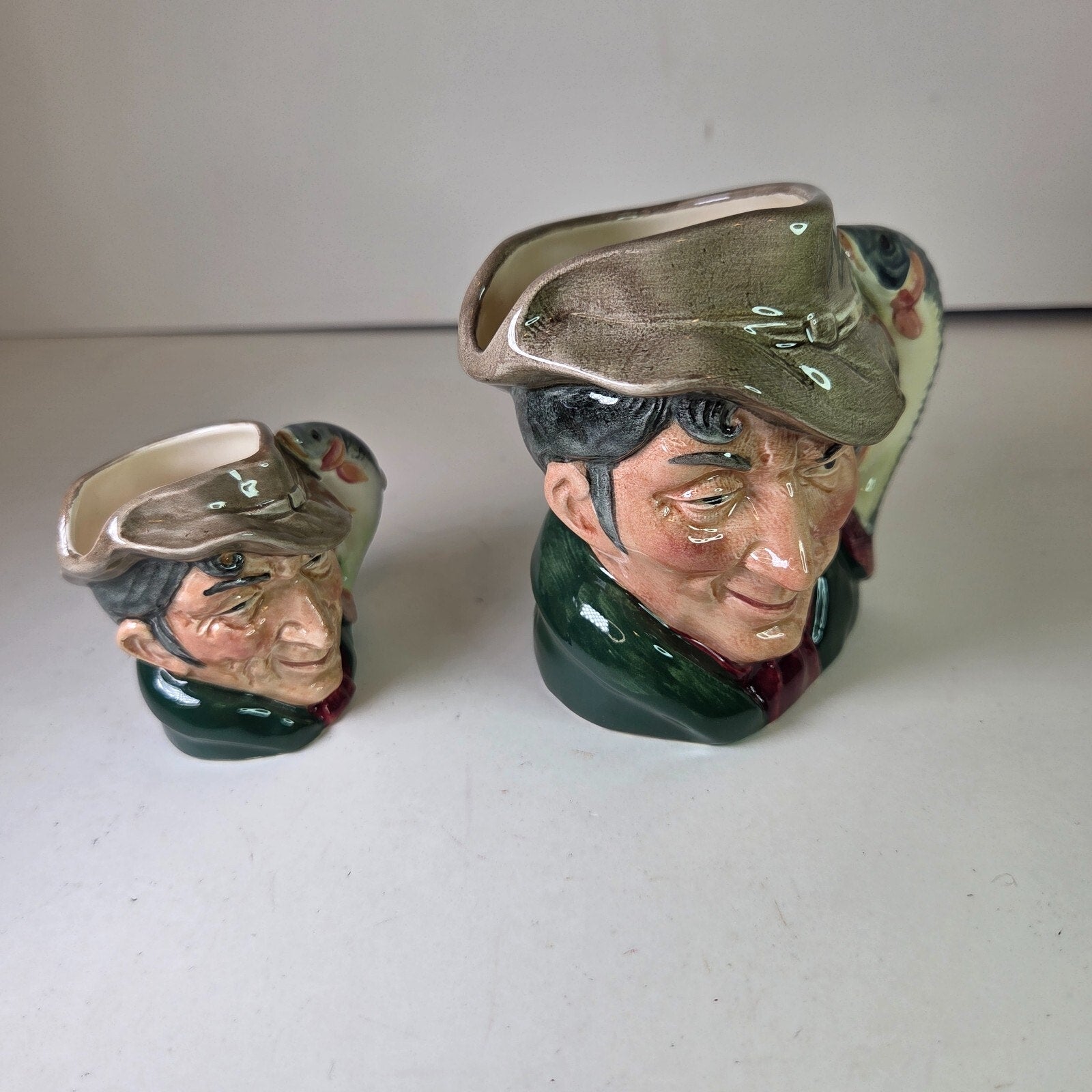 Royal Doulton The Poacher Toby Mugs Pair 1954 Mini & Small Sizes 2.5in 4in