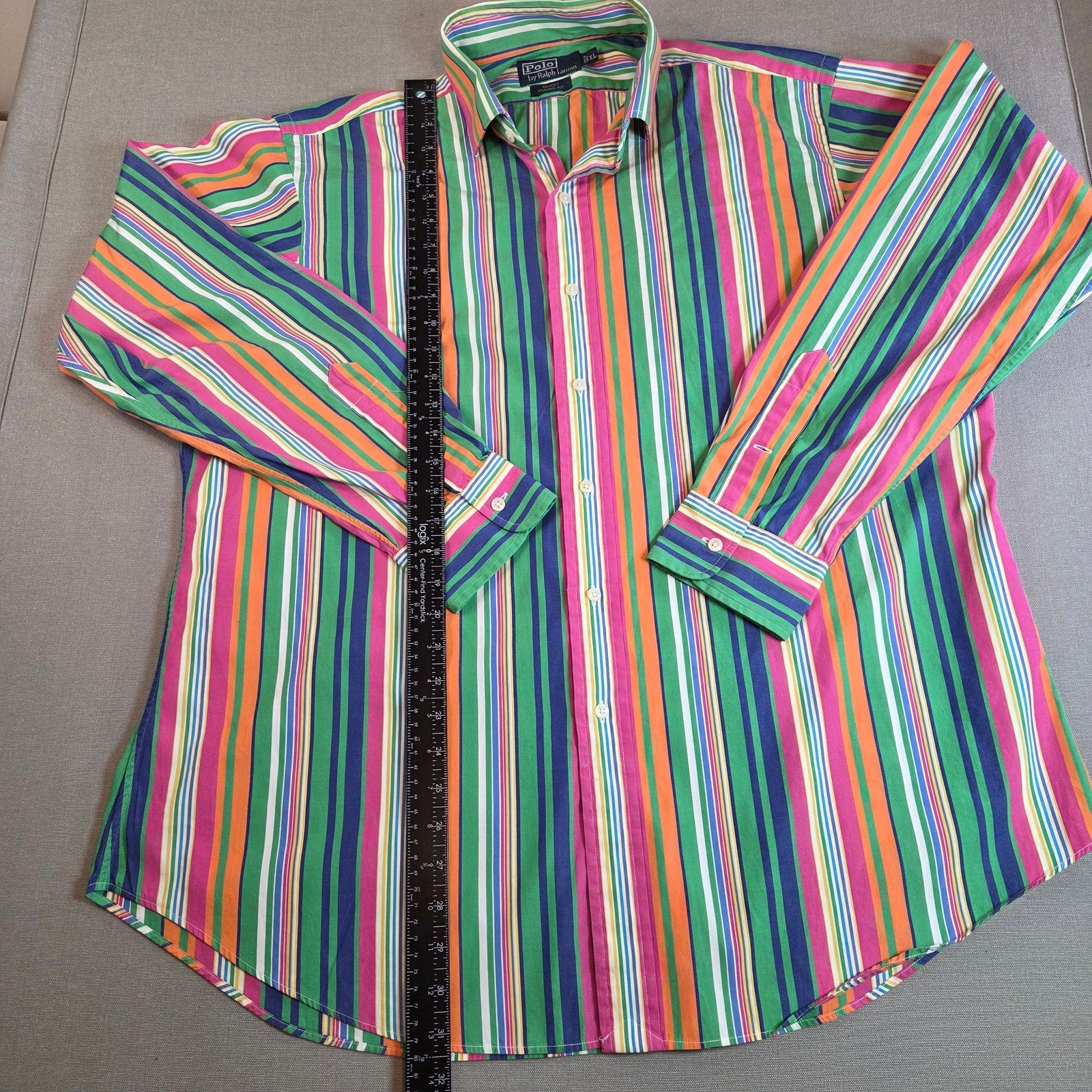 Polo Ralph Lauren XL Multicolor Stripe Button Up Cotton Regent Fit Shirt