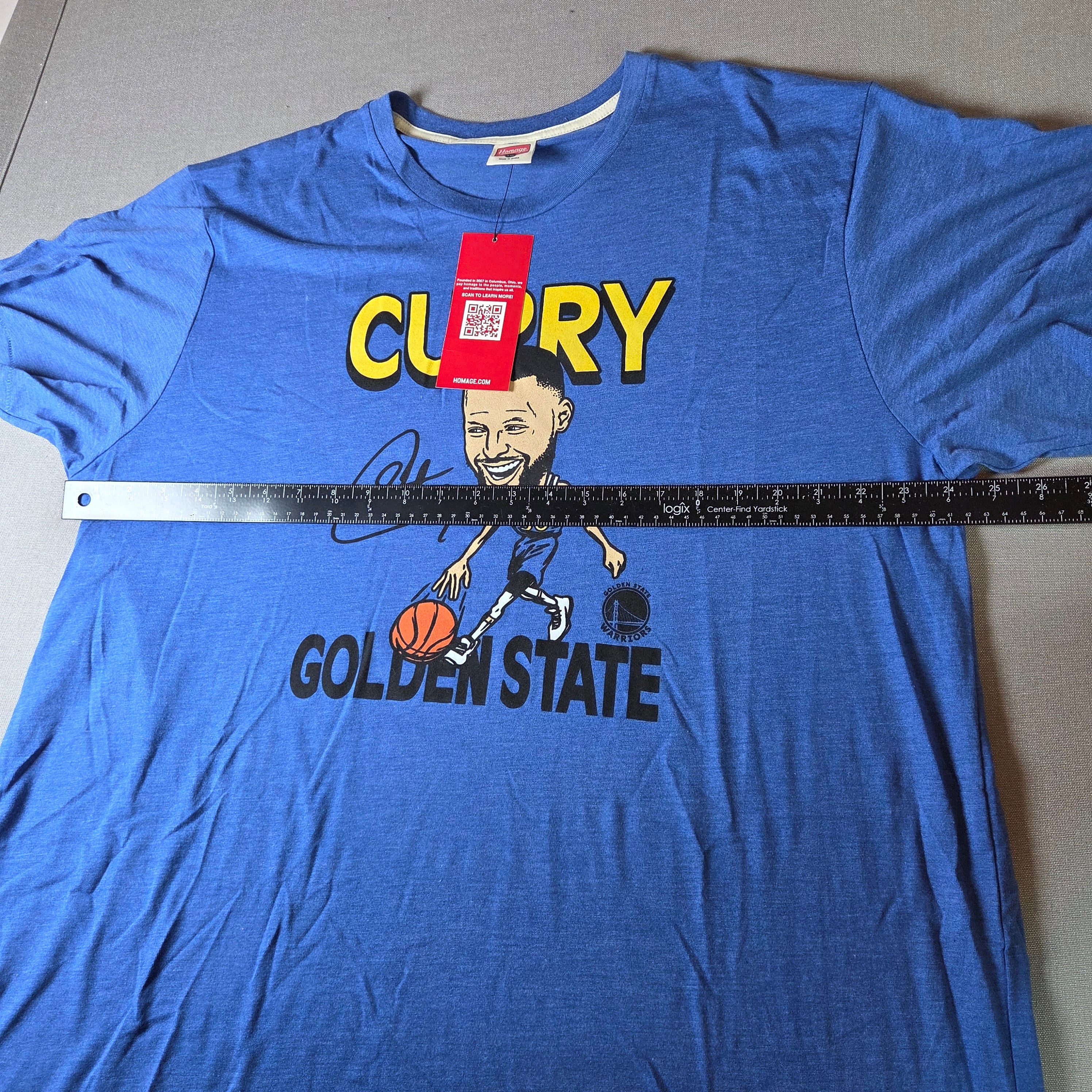 Steph Curry Golden State Warriors Homage Big Head T Shirt Blue 2XL NBA NWT