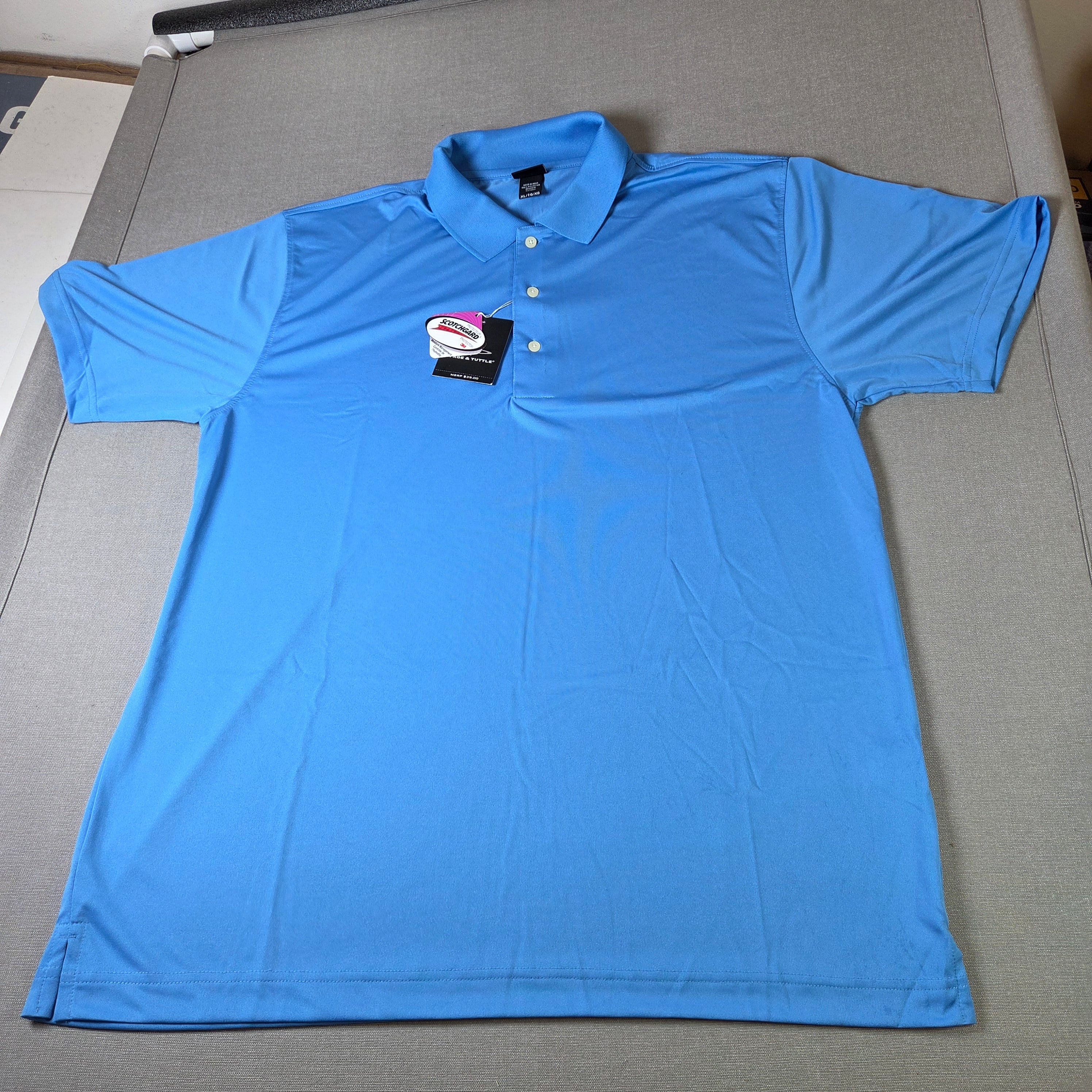 Page & Tuttle Men's Golf Polo Shirt XL Blue Scotchgard Polyester Performance NWT