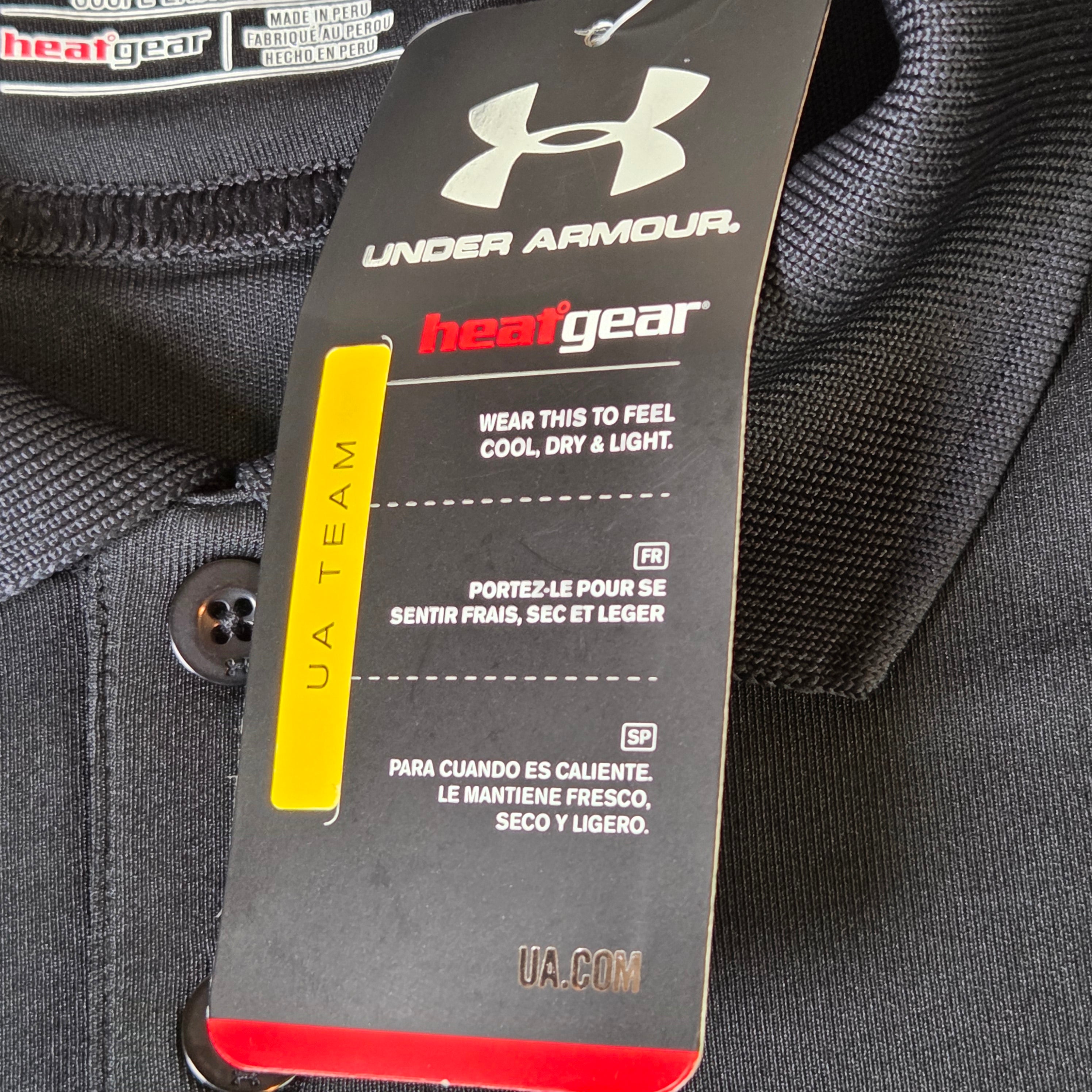 Under Armour HeatGear Polo Shirt Mens Large Loose Fit Black UA Team NWT