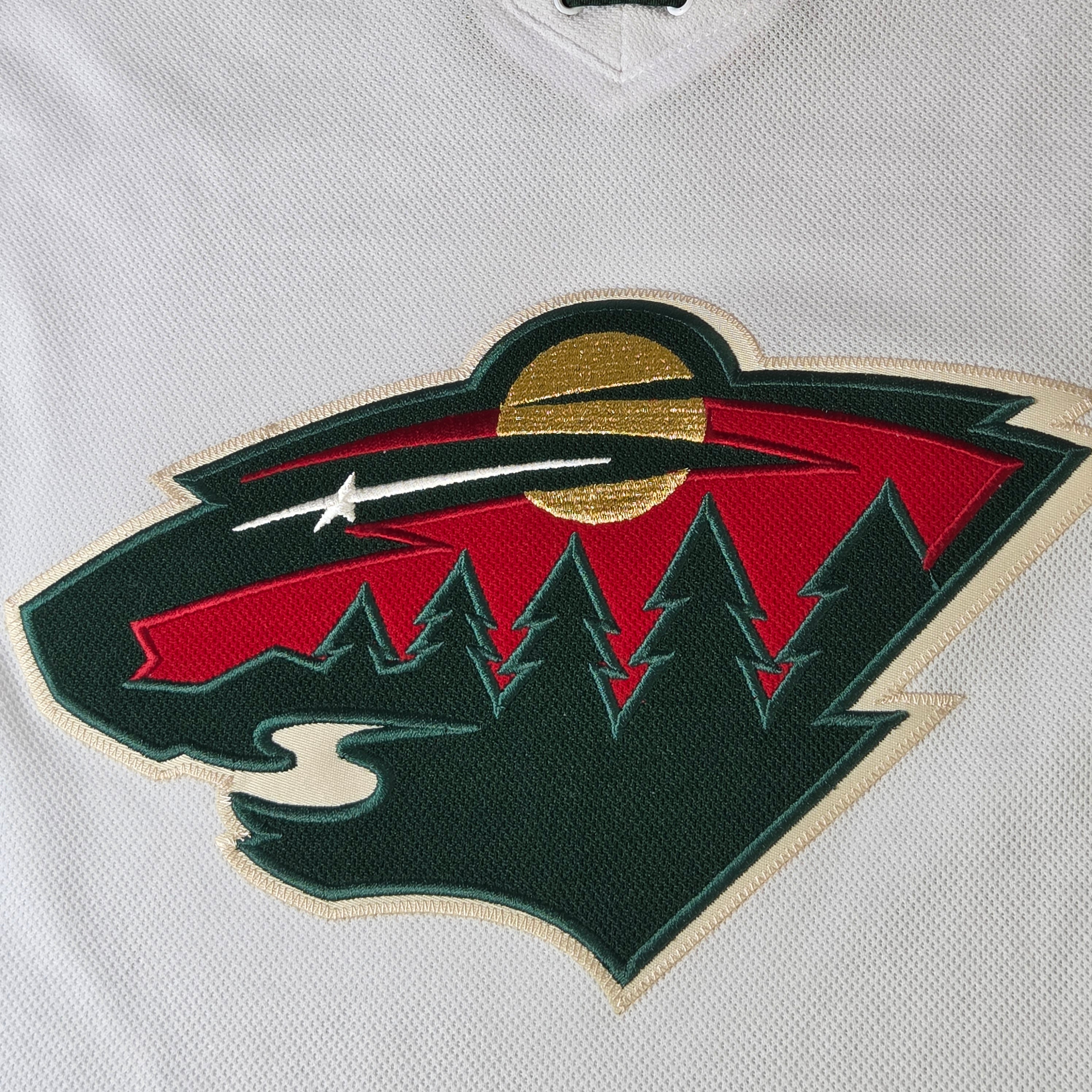 Minnesota Wild Adidas Jersey White Size 46 Climalite NHL Hockey Fight Strap New