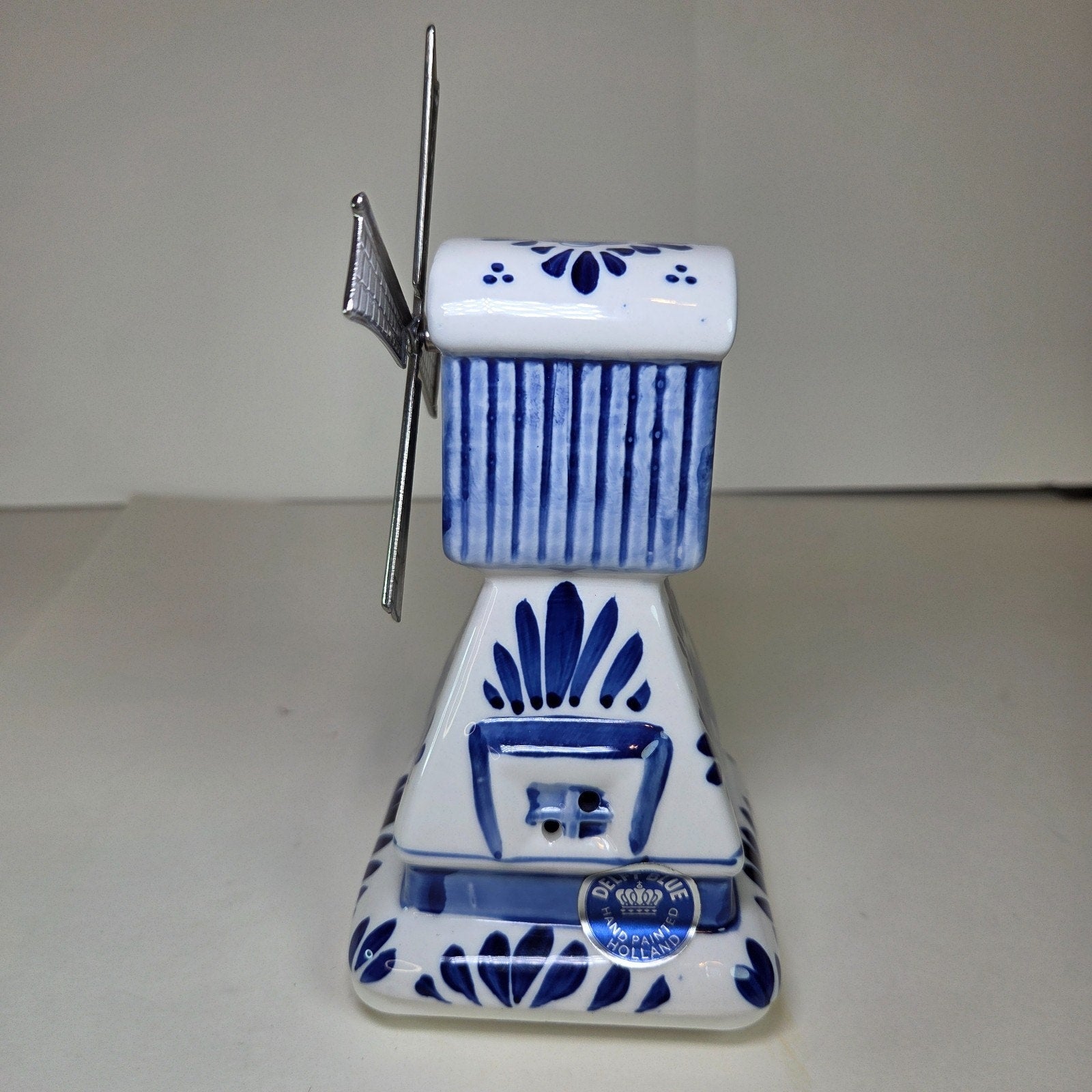 Delft Blue Elesva Windmill Figurine Holland 7" Ceramic Music Box (Non-Working)