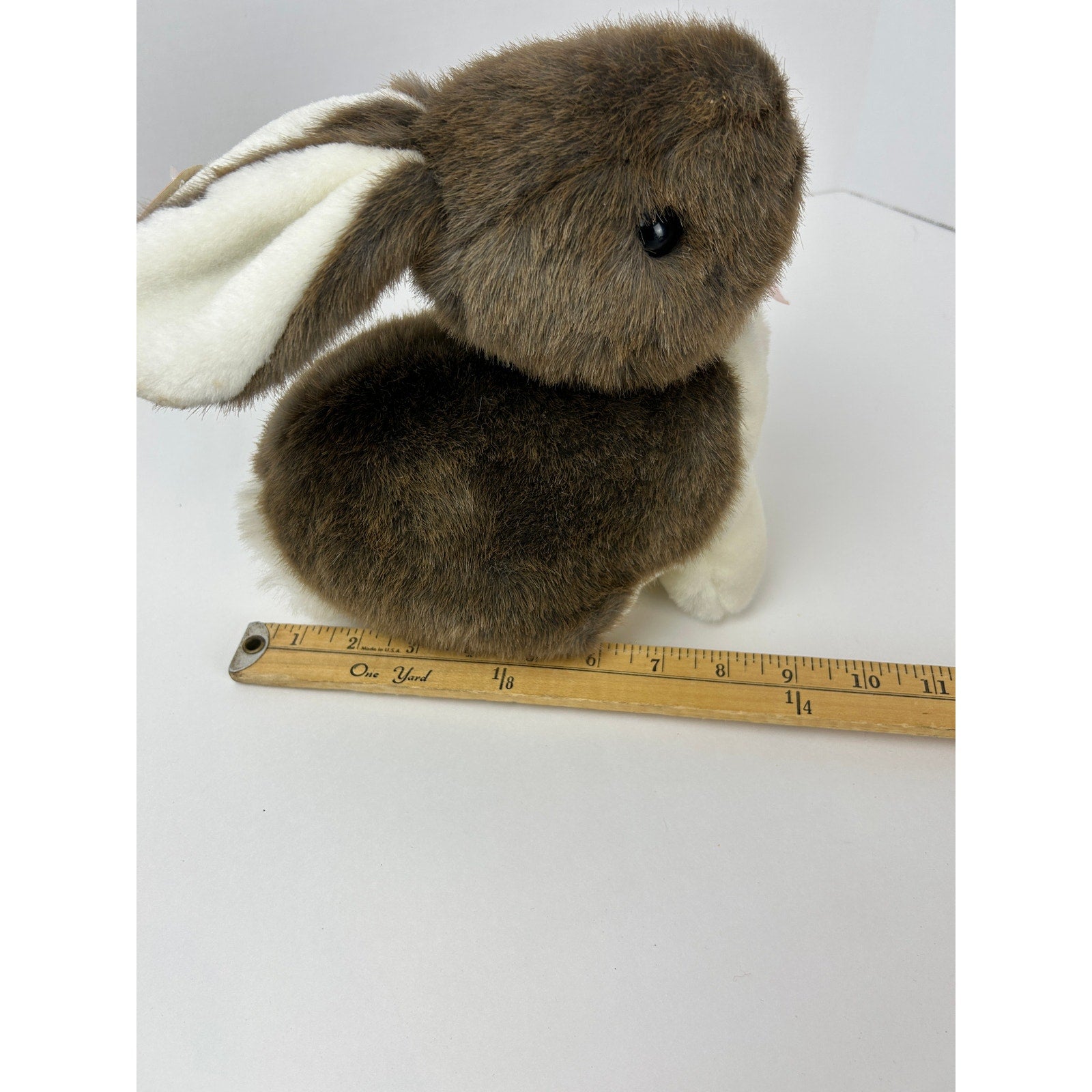 Vintage Easter Bunny Plush Brown and White Rabbit With Happy Easter Tag