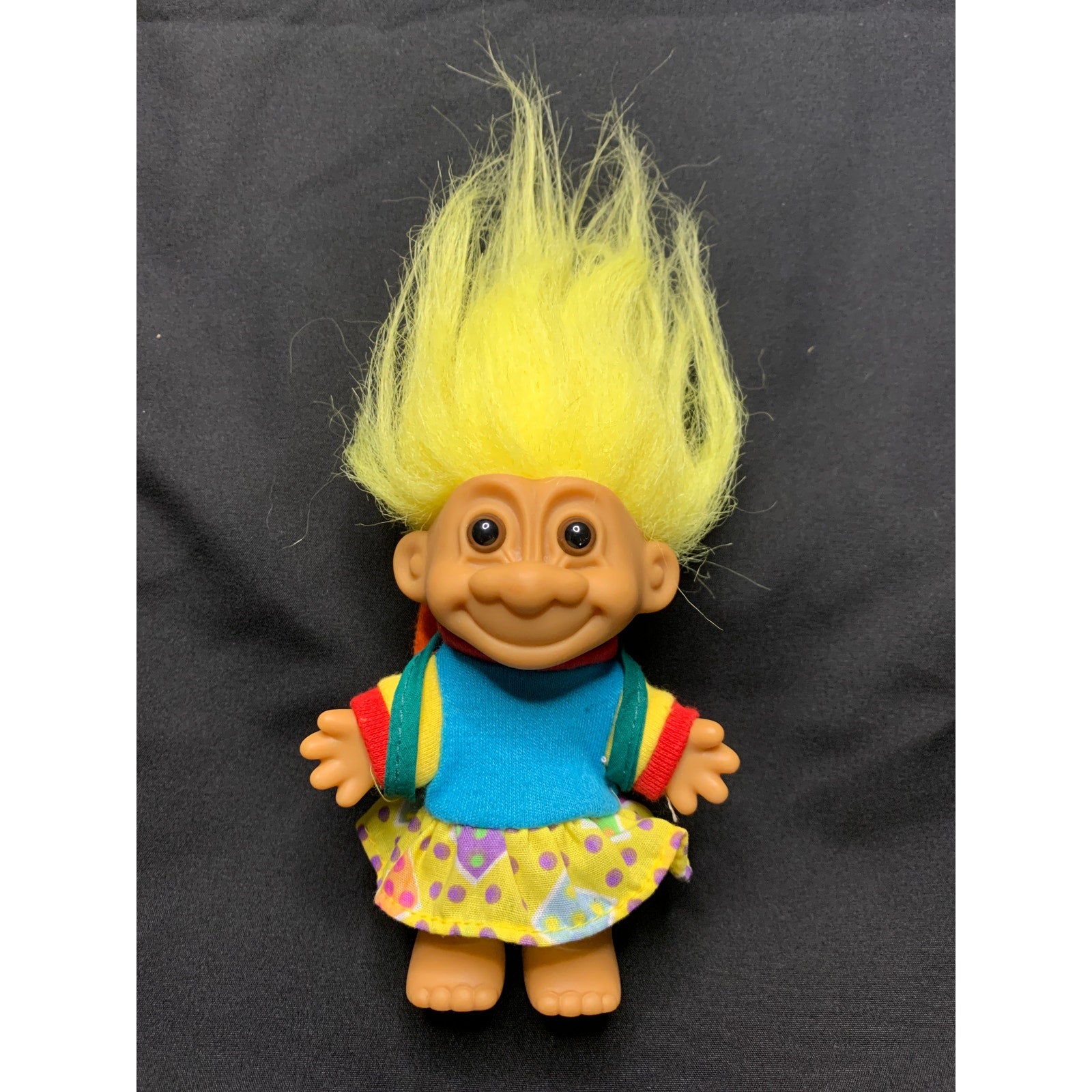 Vintage 1990s Russ School Girl Troll Doll Backpack Yellow Hair 18458 5in