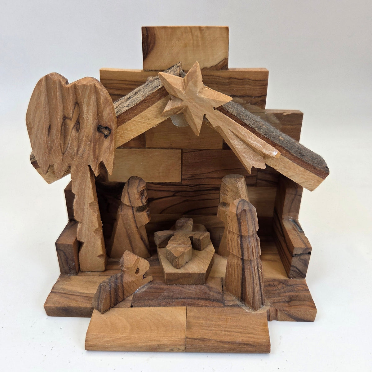 Hand Carved Olive Wood Nativity Scene Made in Israel G&G International Box