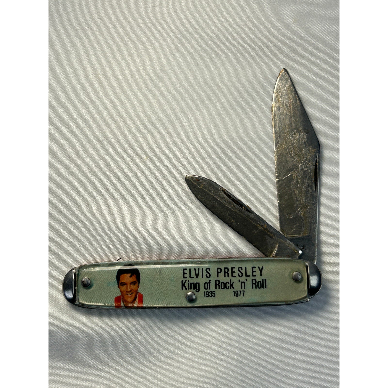 Vintage Elvis Presley King of Rock N Roll USA 2 Blade Pocket Knife