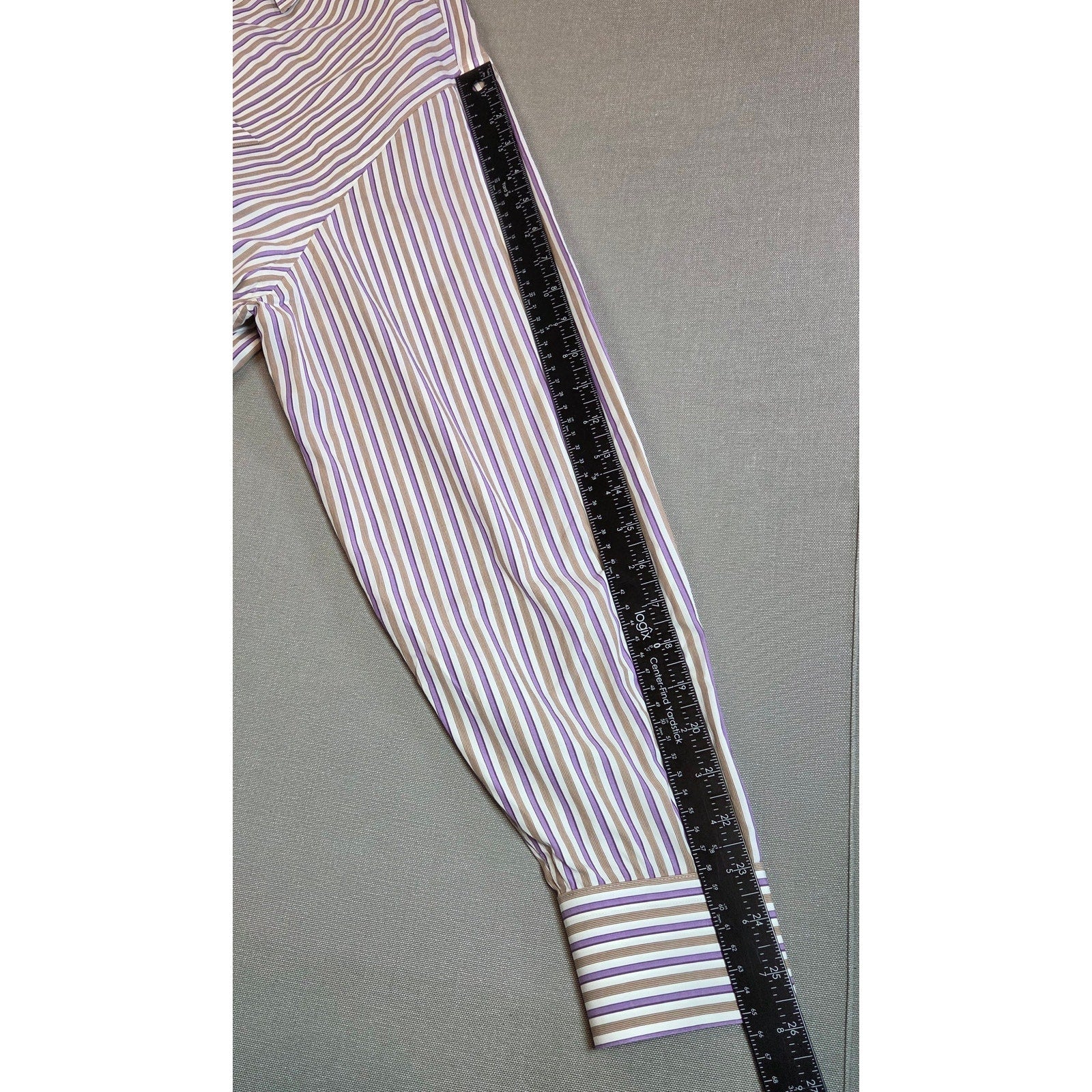Peter Millar XL Stripe Button Down Shirt Purple Brown Cotton Long Sleeve