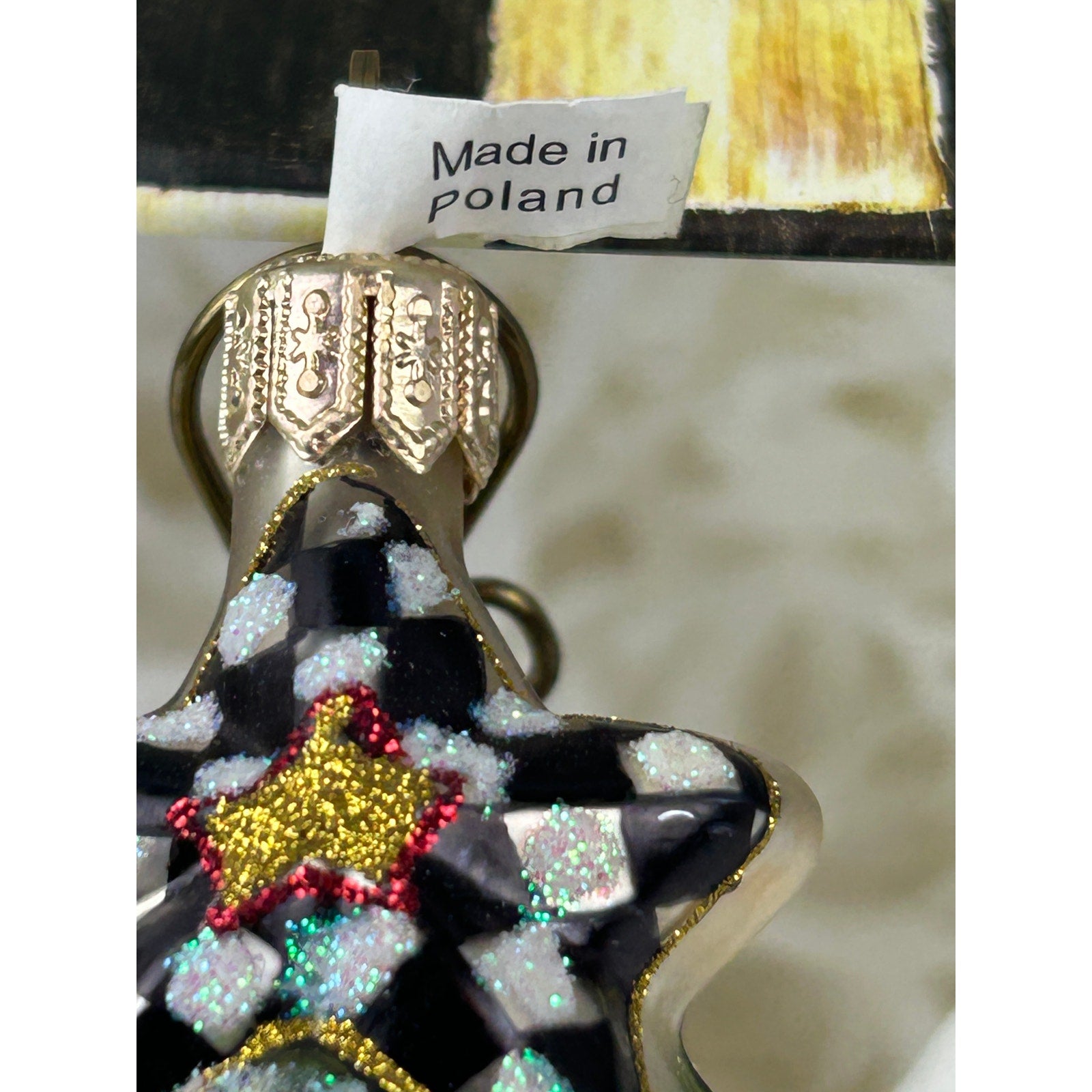 MacKenzie Childs Courtly Check Christmas Tree Ornament Poland Hand Painted
