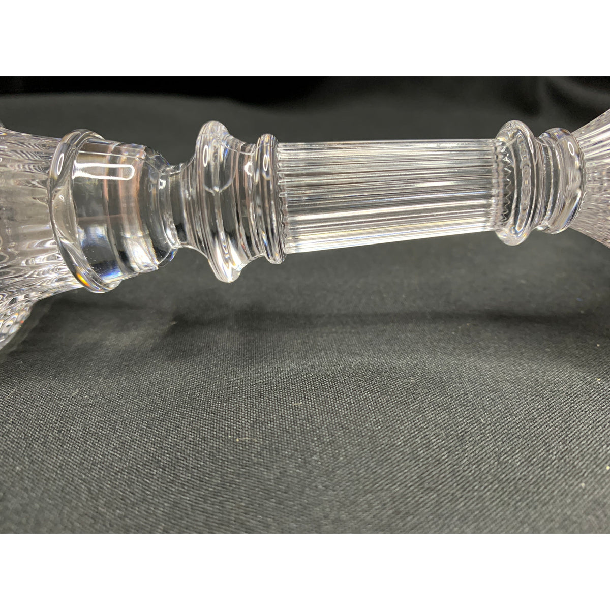 Clear Glass Taper Candle Holder Fluted Column Fan Ribbed Base Single