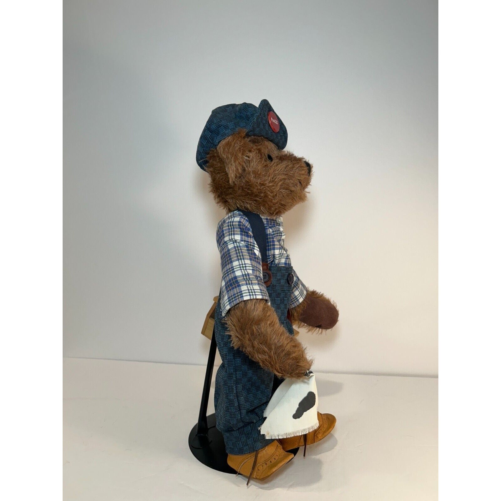Franklin Mint Coca-Cola Mohair Bear Sammy w/ Hat & Shine Box – Rare