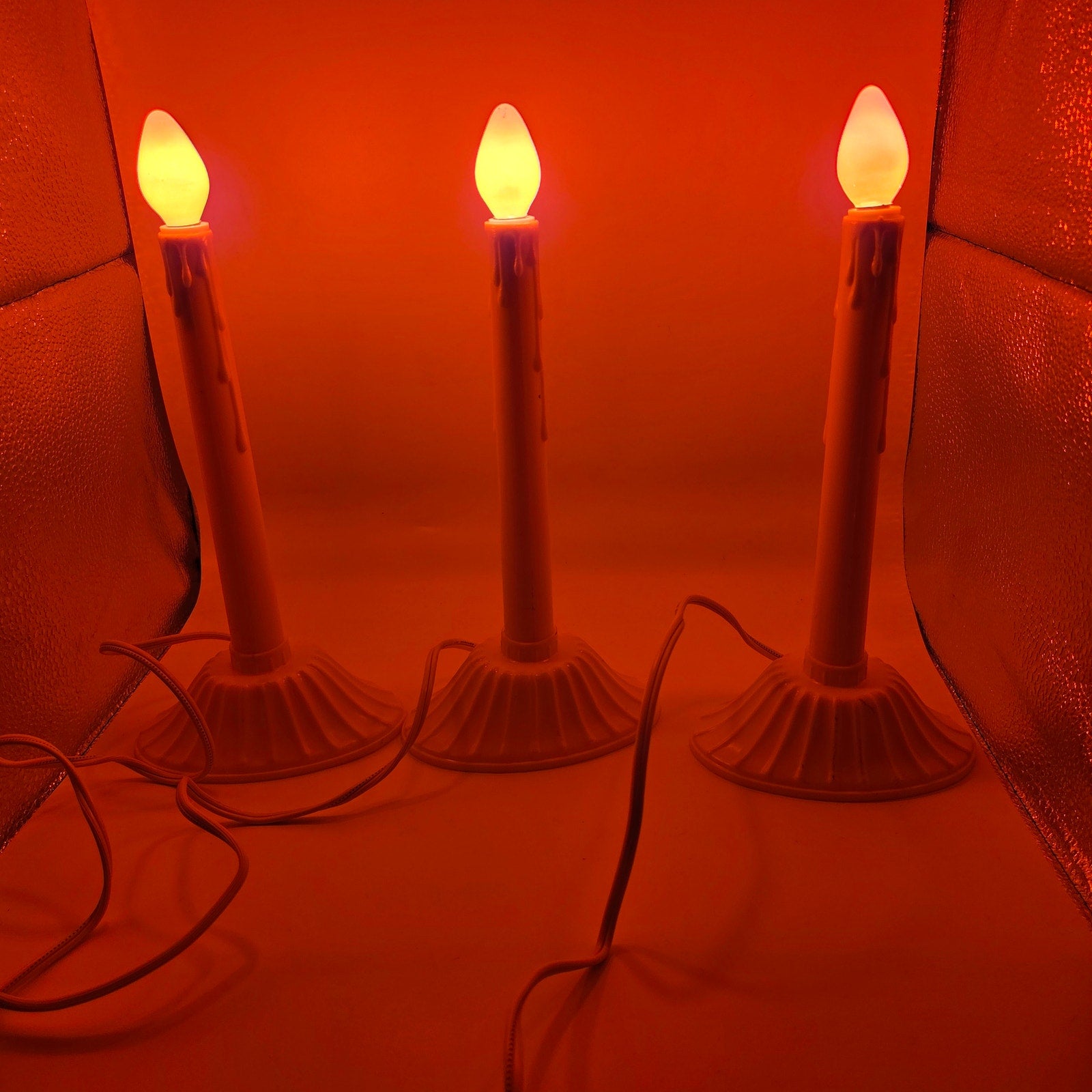 NOMA Vintage Christmas Candles Set of 3 Orange Bulbs 10.5" Electric