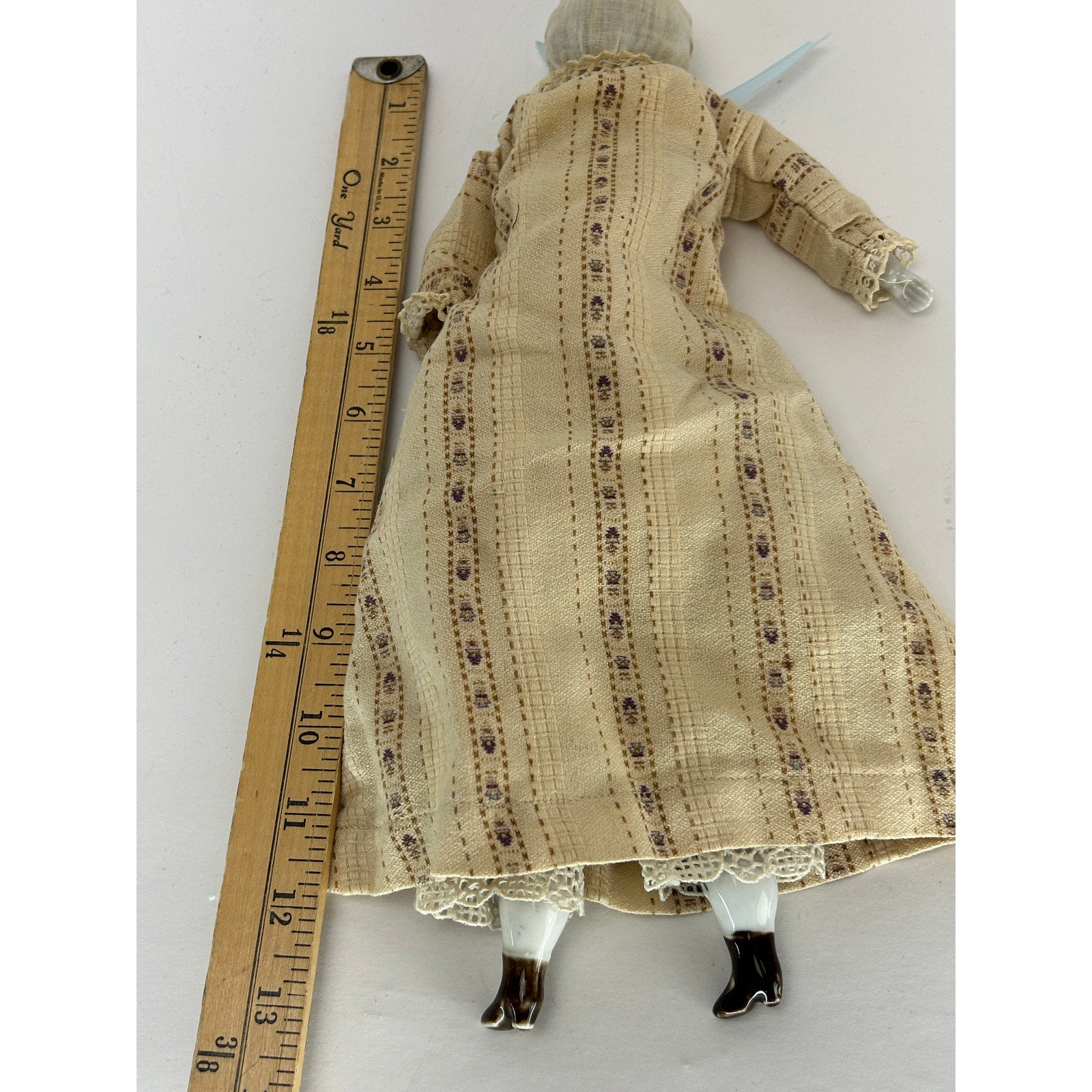 Antique China Head Doll 14 inch Black Hair Original Body and Clothes 1880s