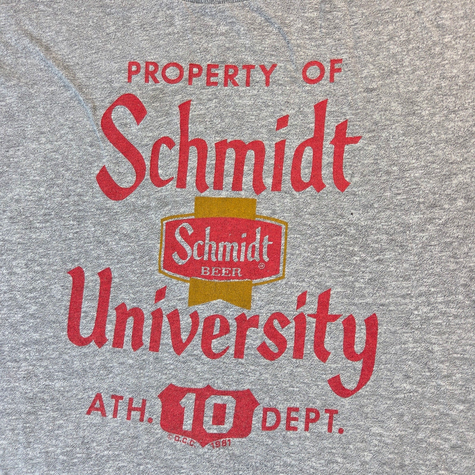 Schmidt Beer University 1981 Vintage Medallion USA Single Stitch T Shirt S