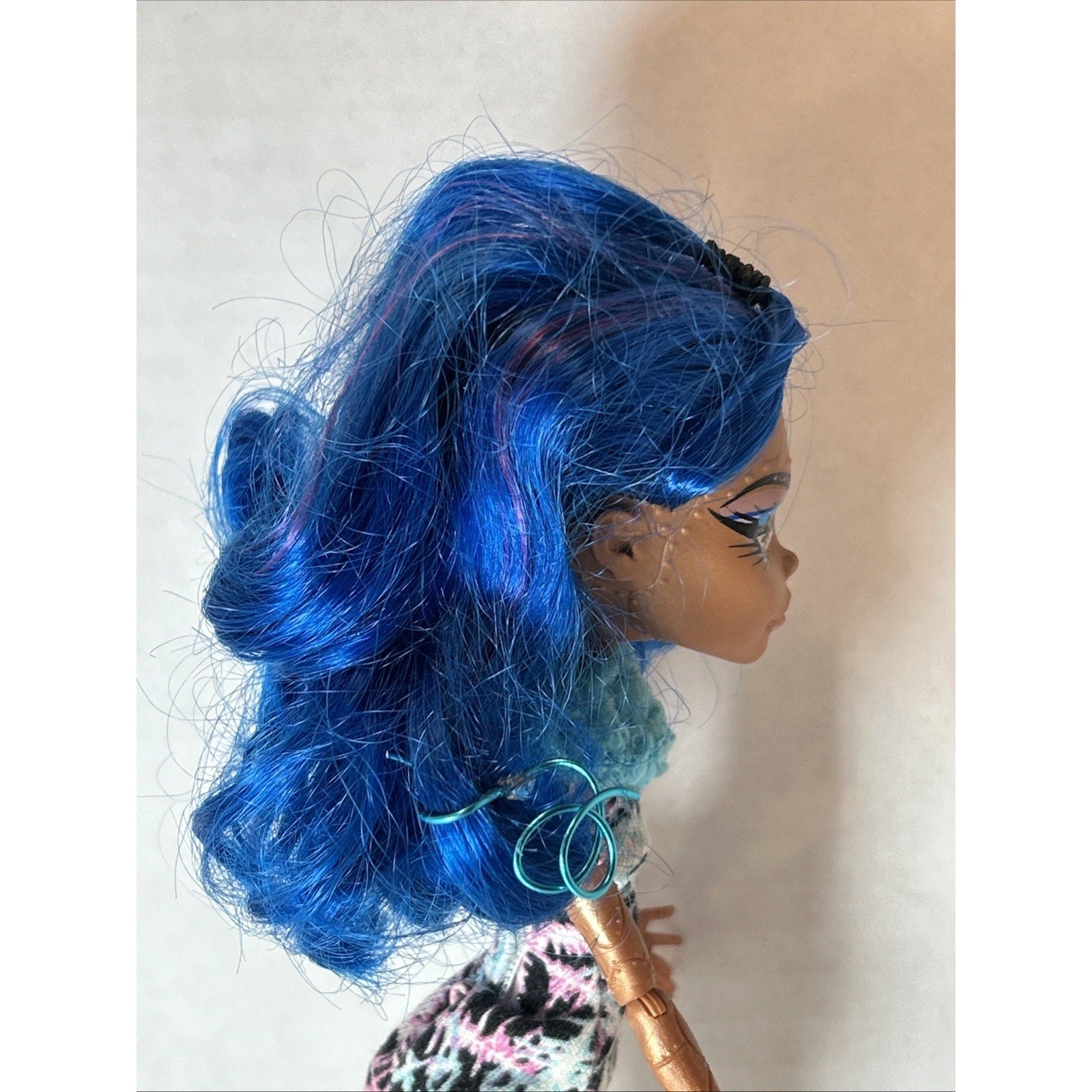 OOAK Custom Repaint Monster High Doll Blue Hair Art Doll Unique One of a Kind