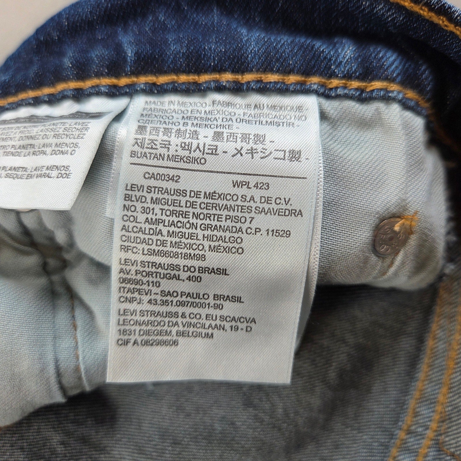 Levi's 505 Regular Fit Jeans Men's 38x32 Dark Wash Straight Leg Mexico