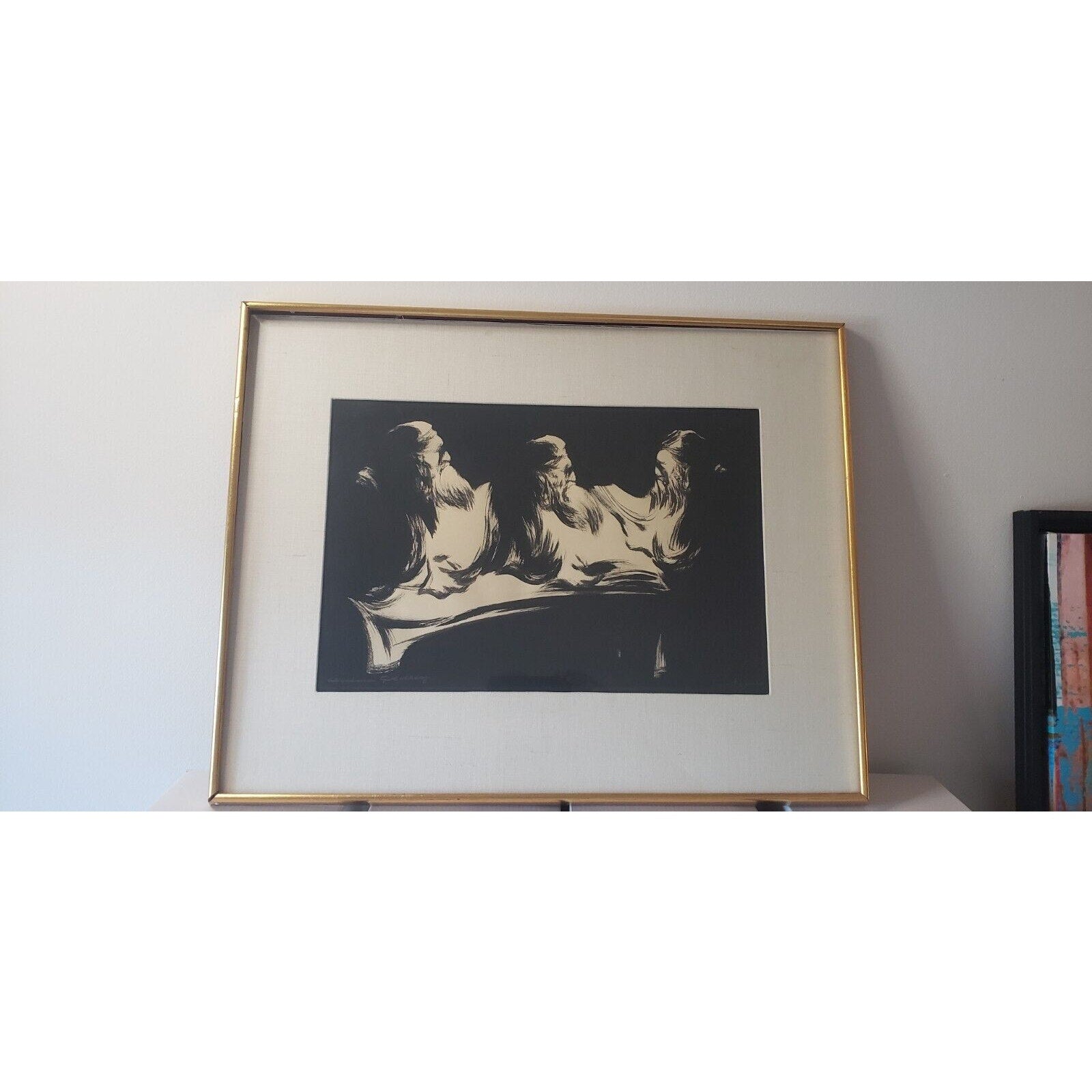 Avraham Goldberg Signed Judaica Ink Artwork 19x25 – Black & White Expressionism