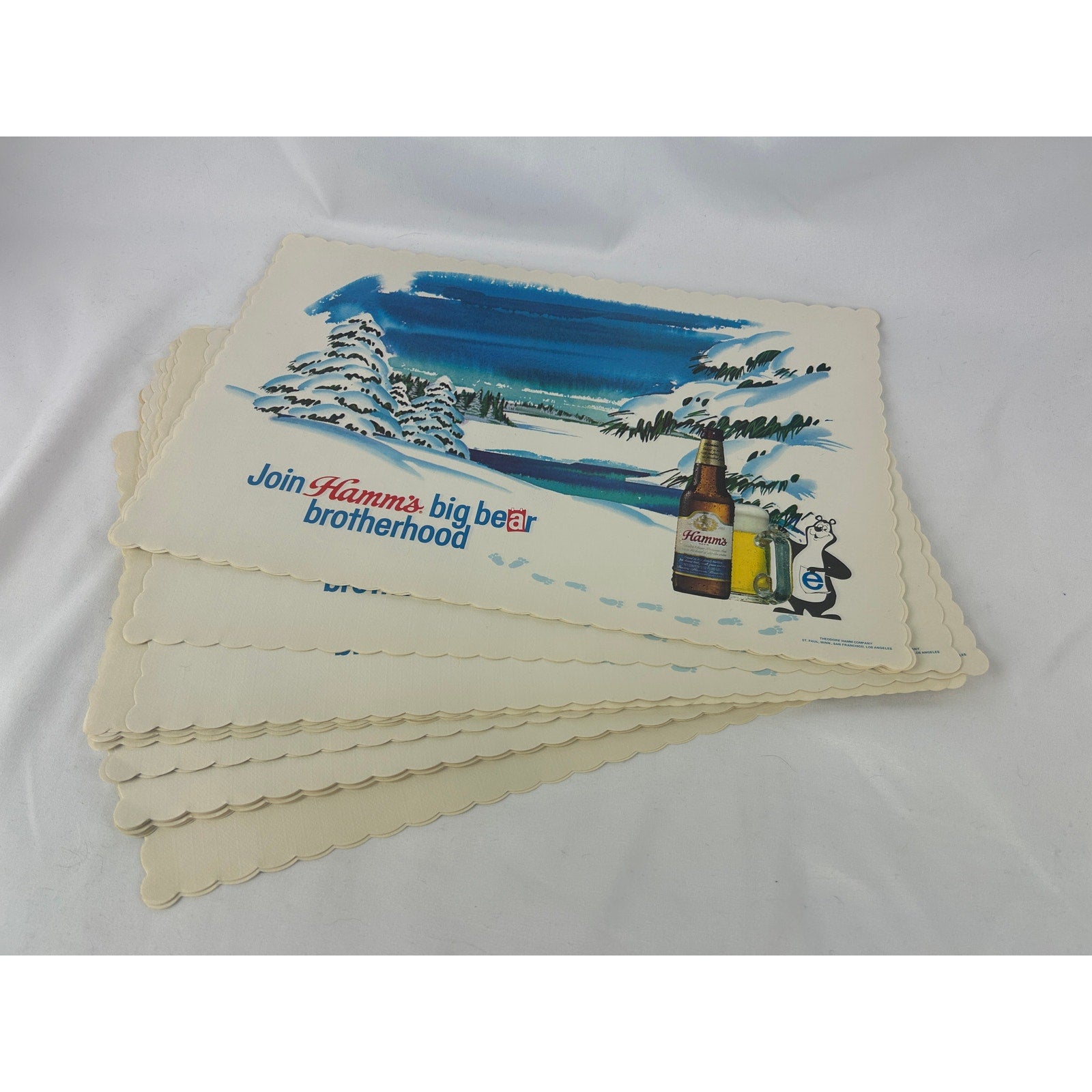 Hamm’s Big Bear Brotherhood Beer Advertising Placemats Vintage - Lot of 5