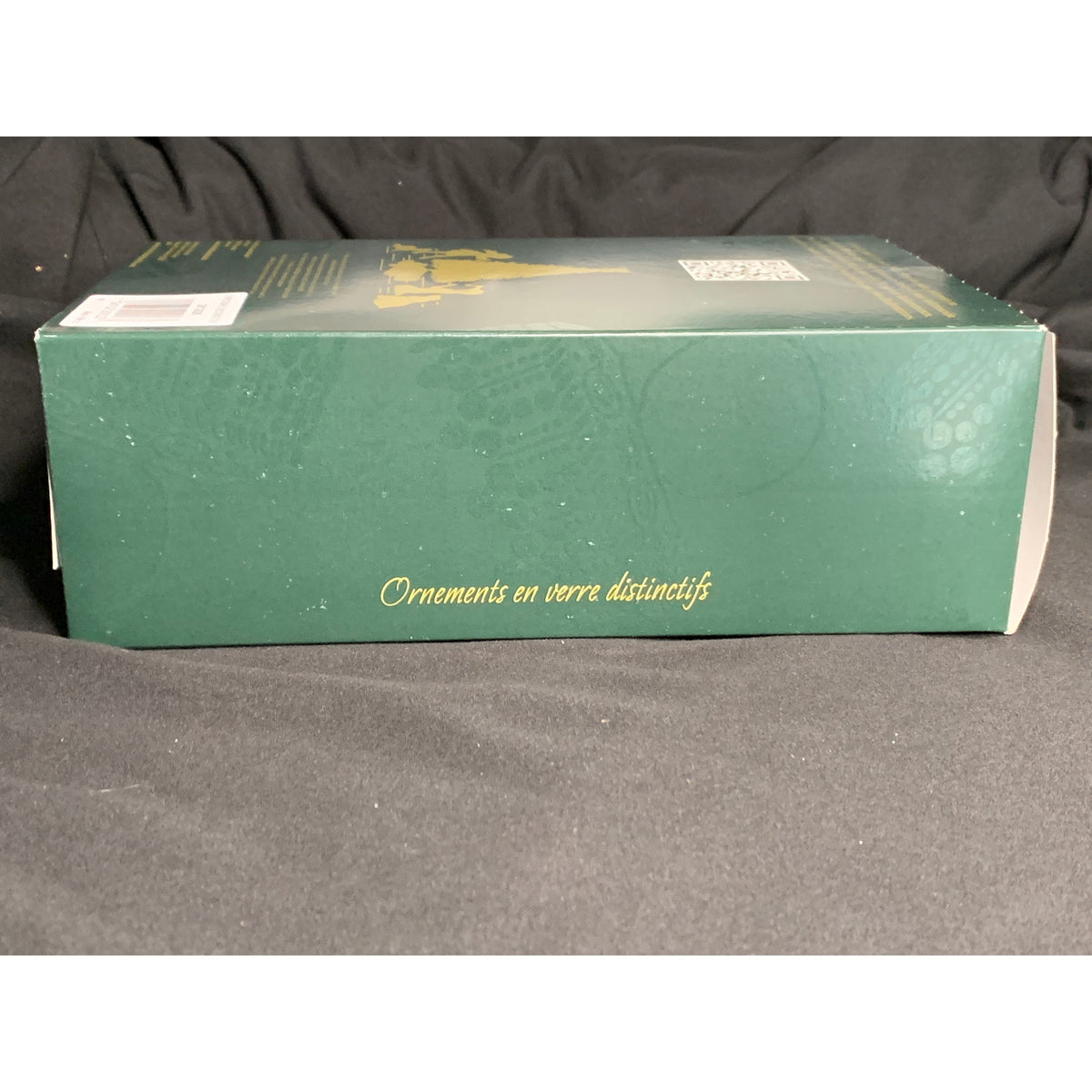 Krebs Blue White Glitter Spiral Glass Christmas Ornaments Set of 4 Boxed