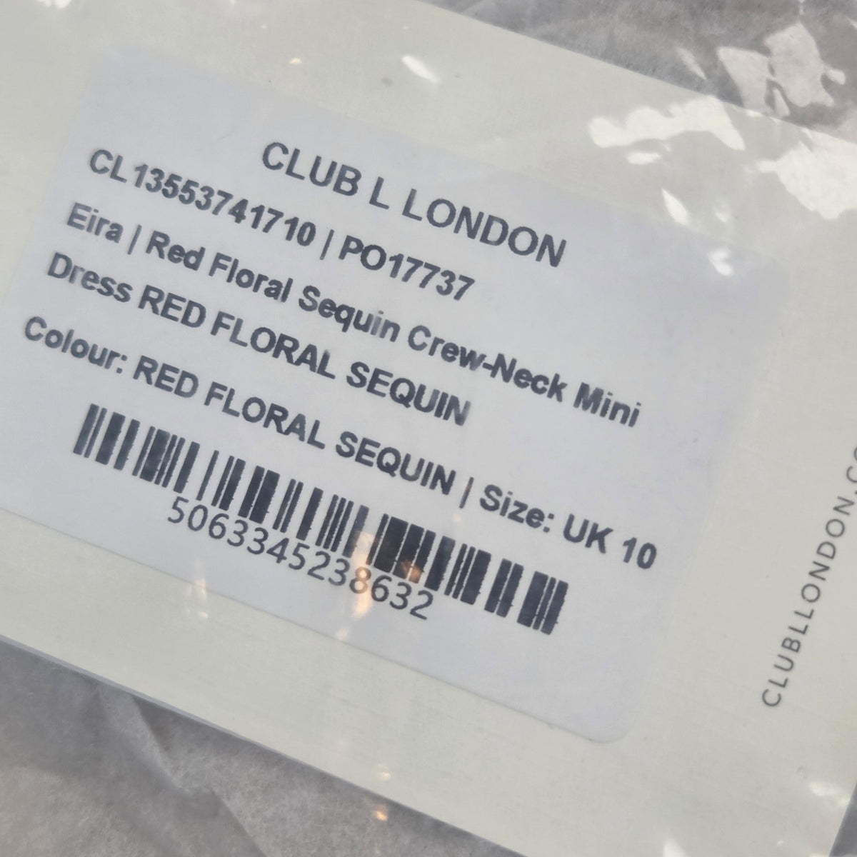 Club L London Eira Red Floral Sequin Short Sleeve A-Line Mini Dress US 6 NWT