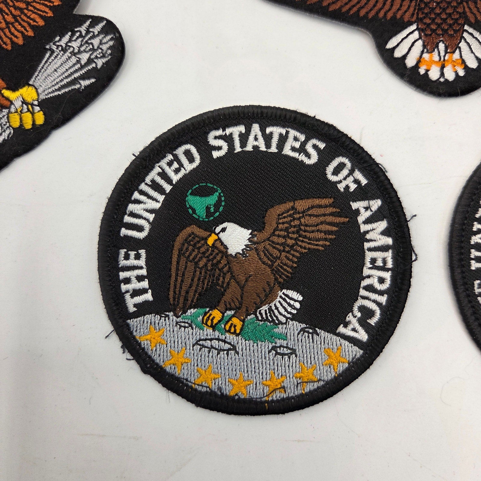 Lot of 9 USA Patriotic Eagle Flag Embroidered Patches Sew On Craft DIY Set