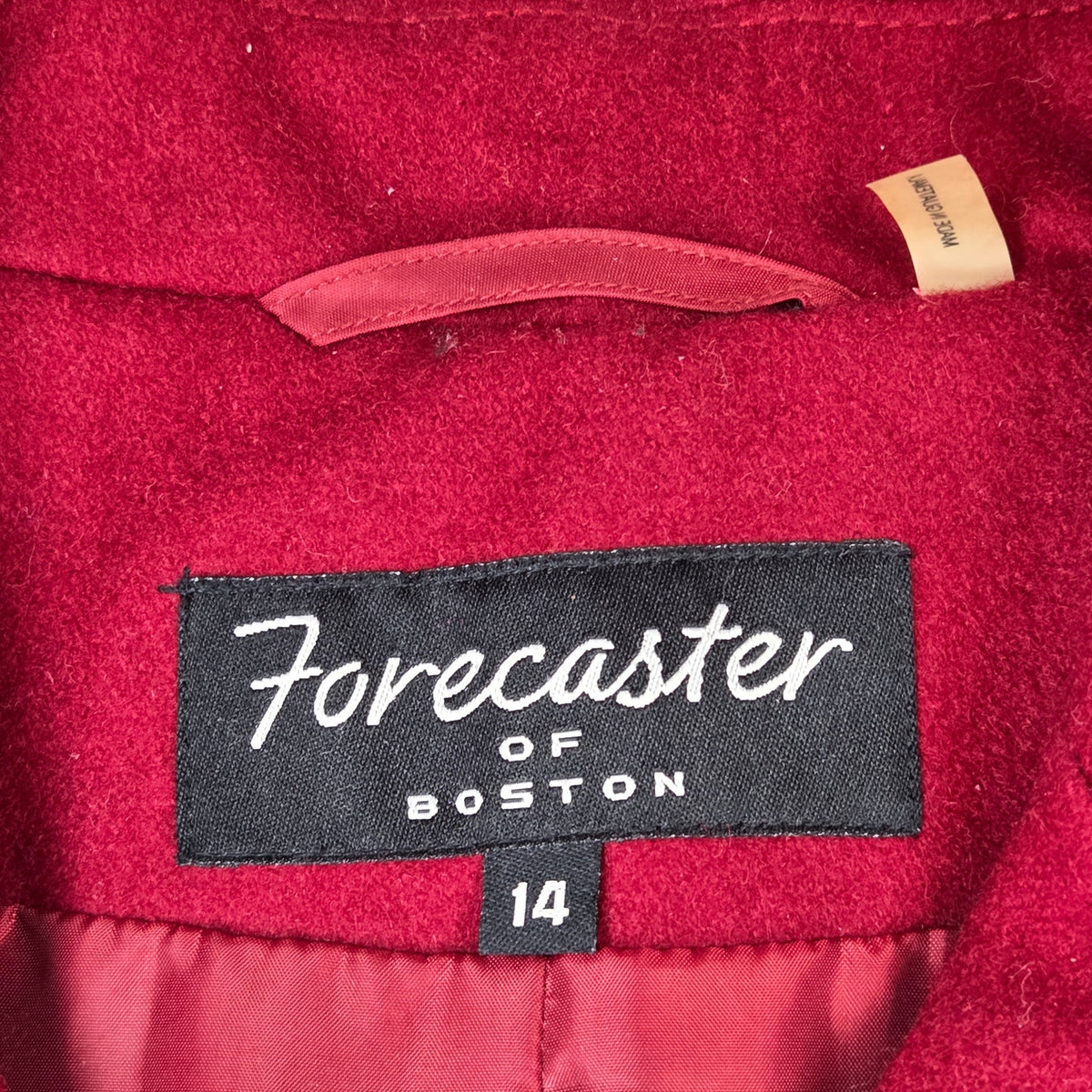 Forecaster of Boston Wool Blend Car Coat Womens 14 Burgundy 3 Button Jacket