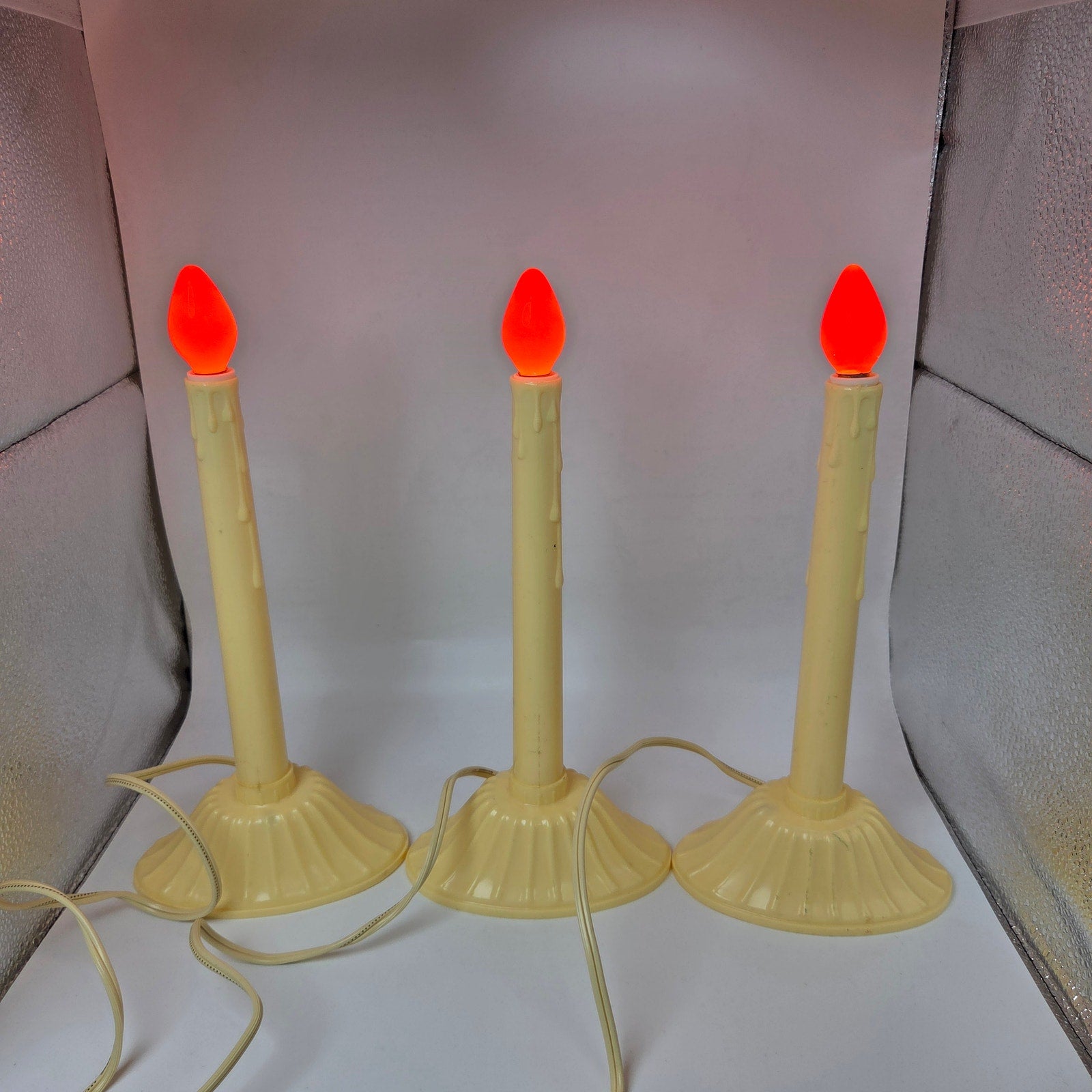 NOMA Vintage Christmas Candles Set of 3 Orange Bulbs 10.5" Electric