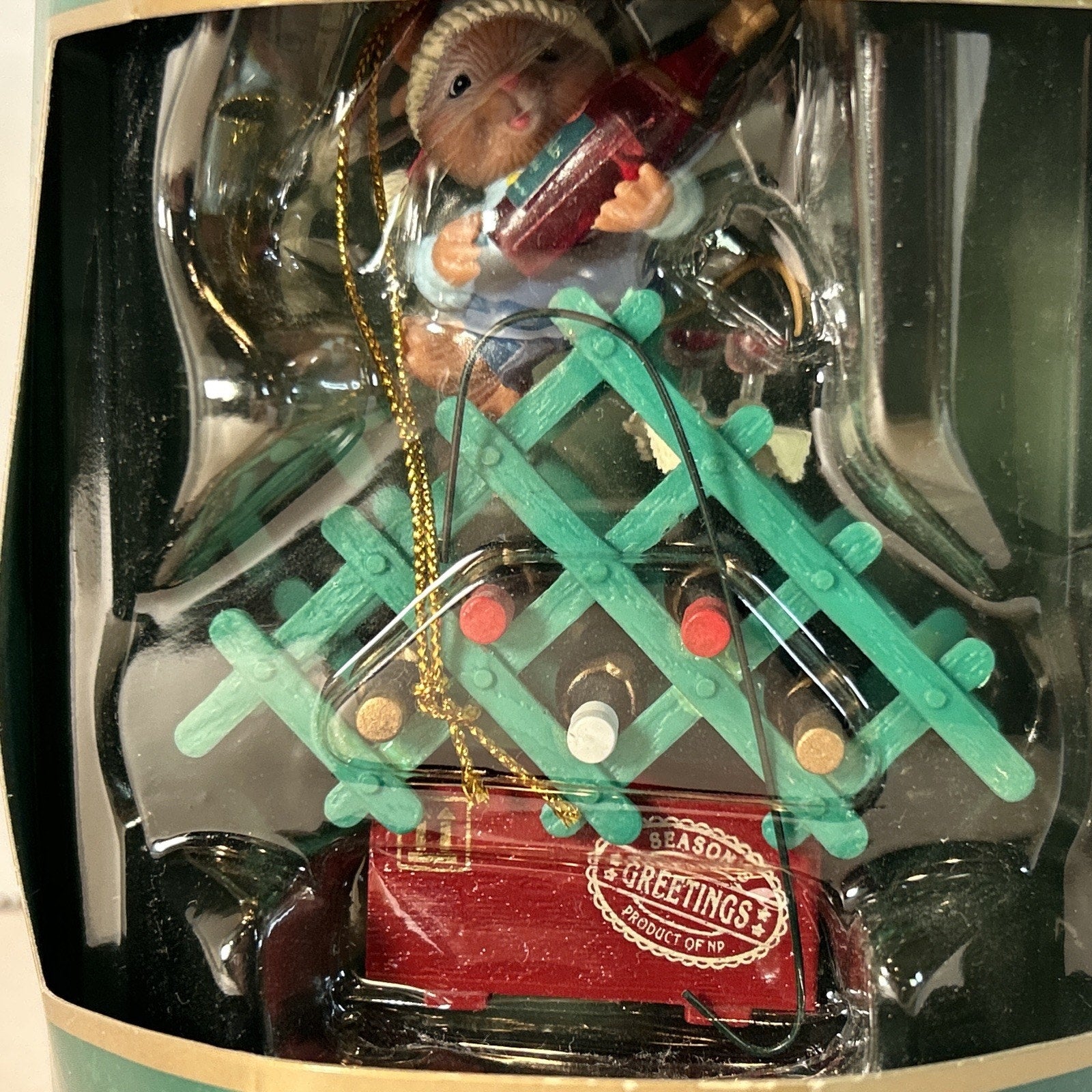 Vintage Trim A Tree KMart Christmas Tree Ornament Wine Rack Mouse Original Box