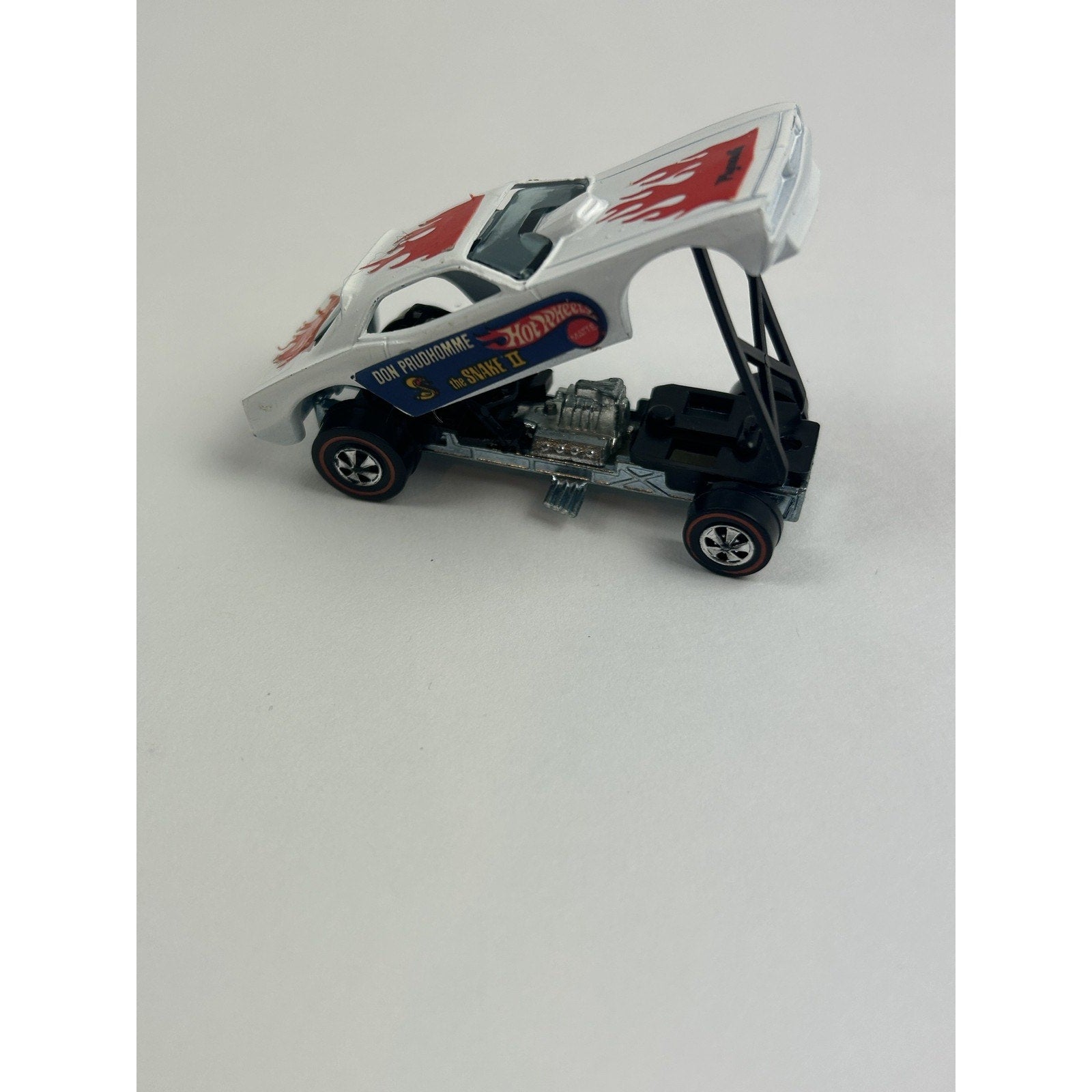 Vintage Hot Wheels Redline Snake II White Redline Car Mattel Button 1969