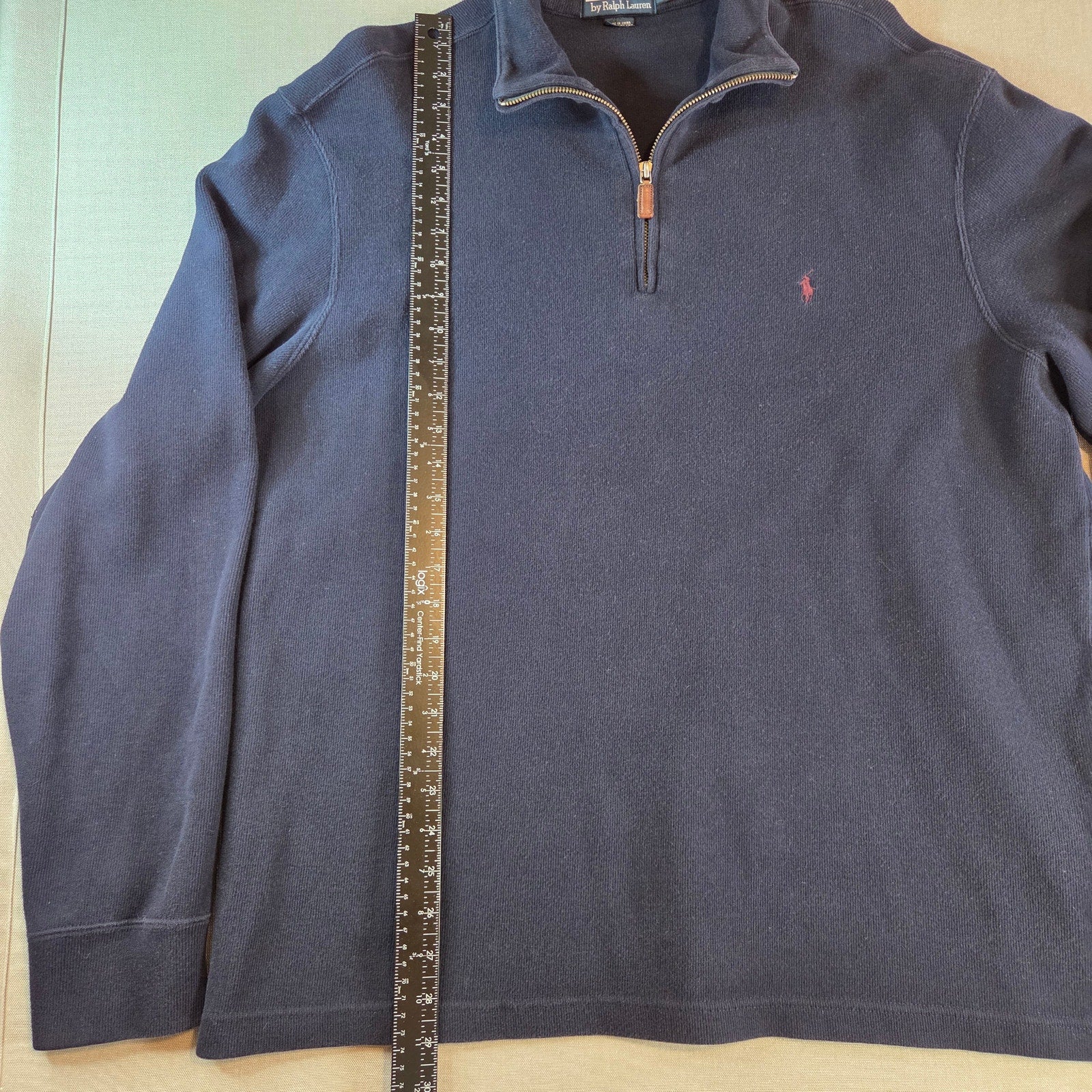 Polo Ralph Lauren Men’s Navy Blue Cotton 1/4 Zip Mock Neck Sweater Size XL