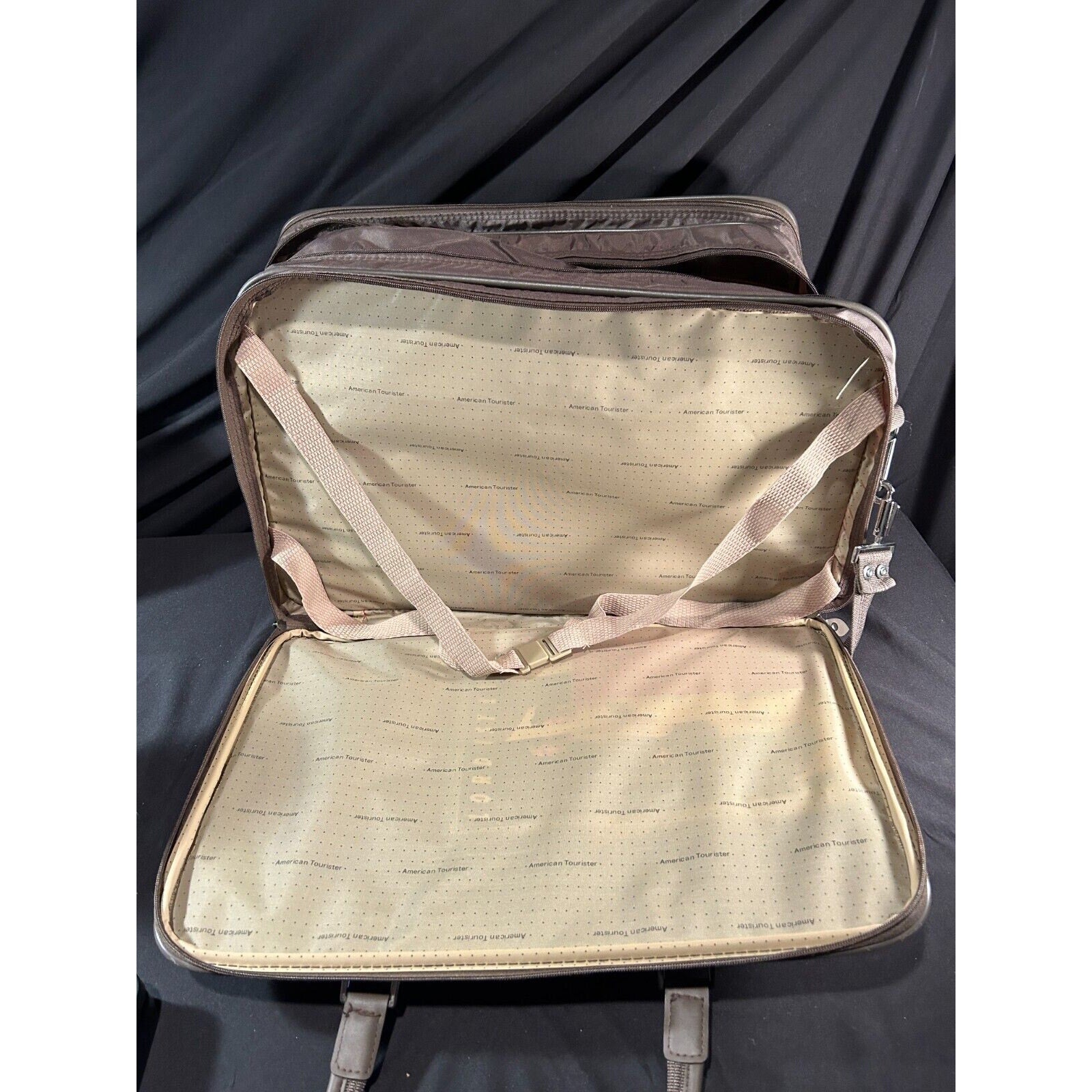American Tourister Carry-On Bag Brown Nylon 20"x14" Two-Compartment Travel Case