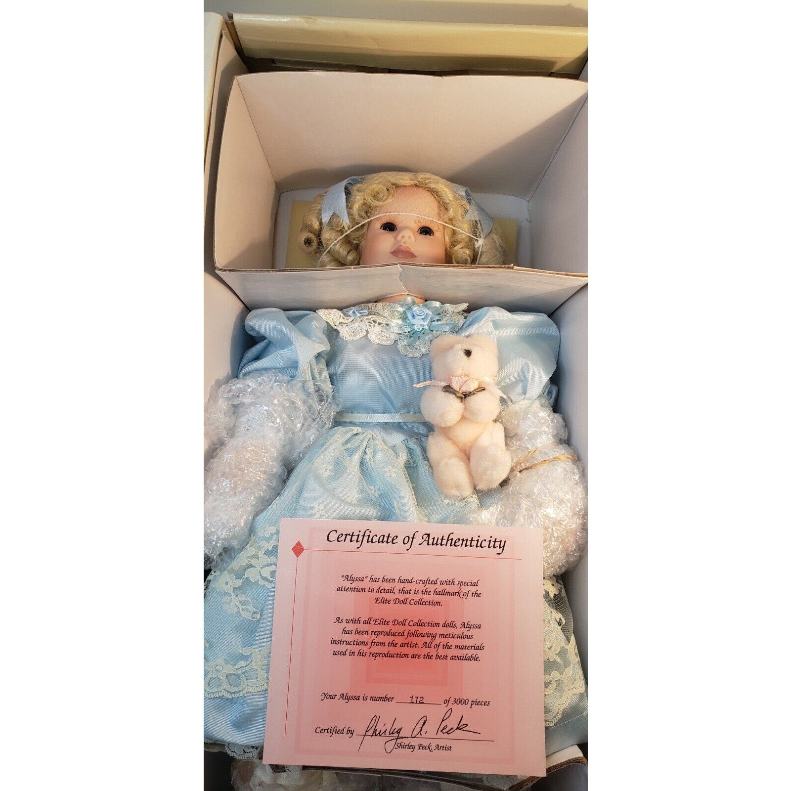 Elite Doll Alyssa by Shirley Peck 21" Porcelain Doll Ltd Ed #172/3000 w/COA