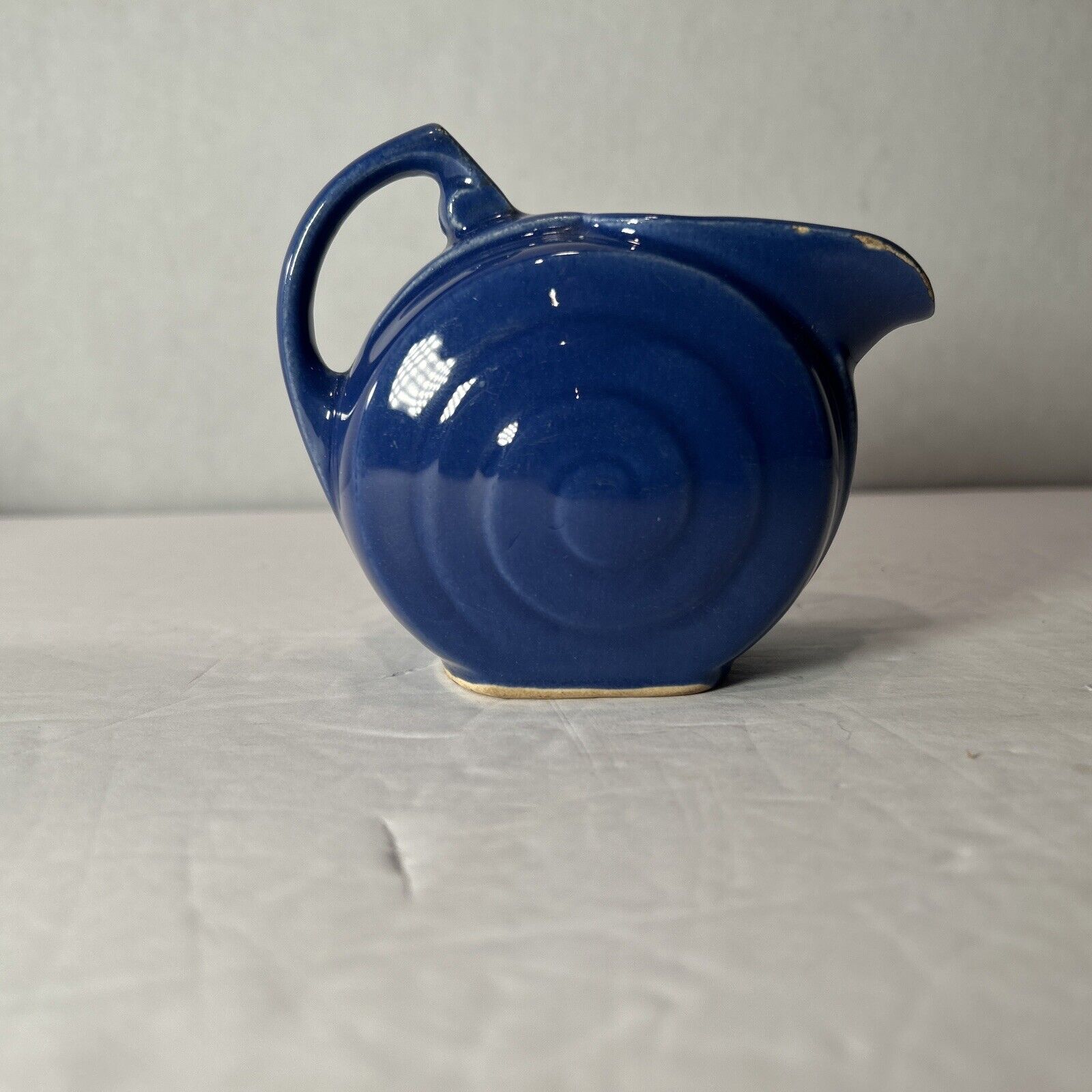 Set of 2 Vintage Cobalt Blue Ceramic Creamer & Sugar Pitchers